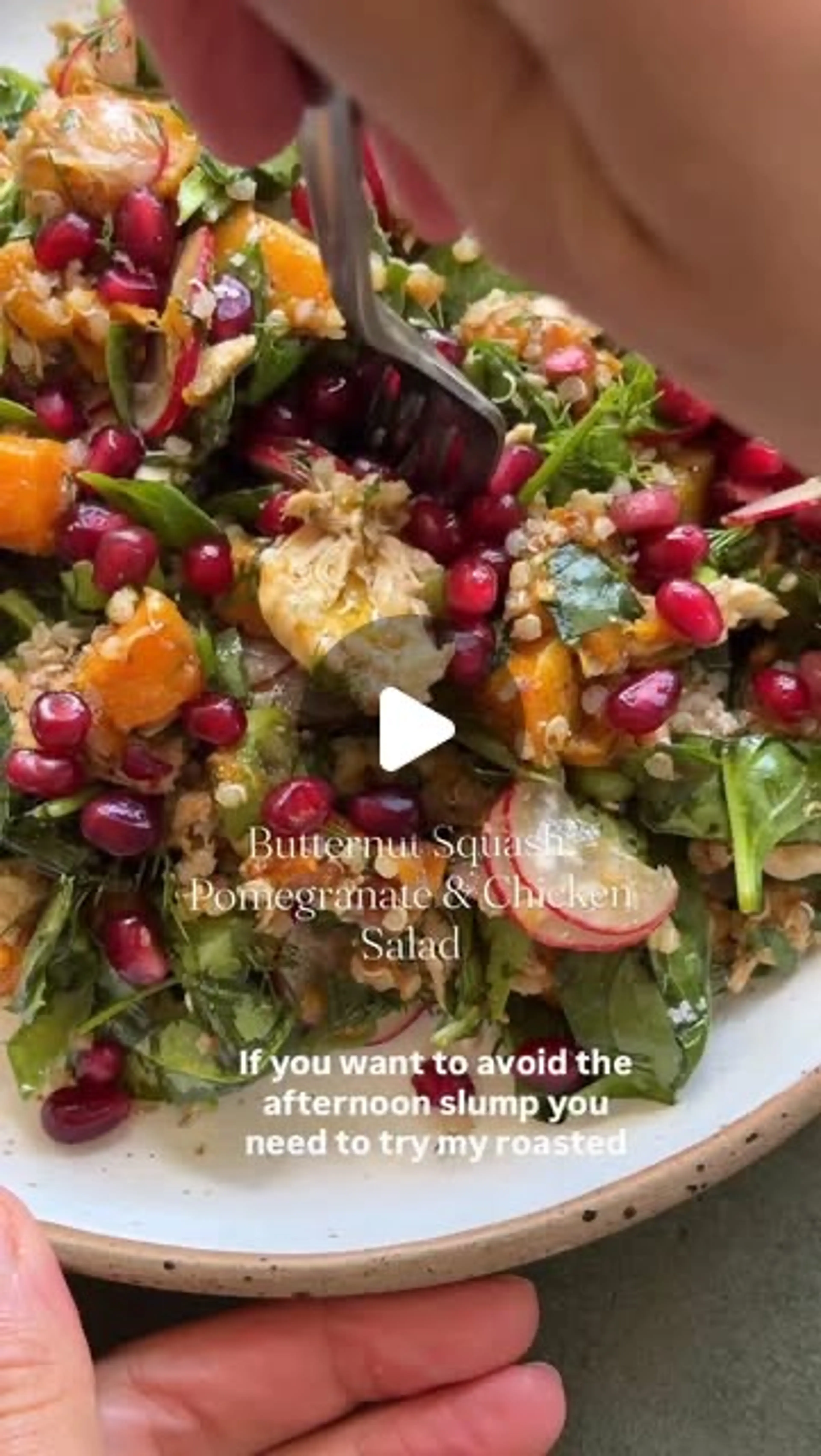 Roasted Butternut Squash And Pomegranate Salad With Chicken