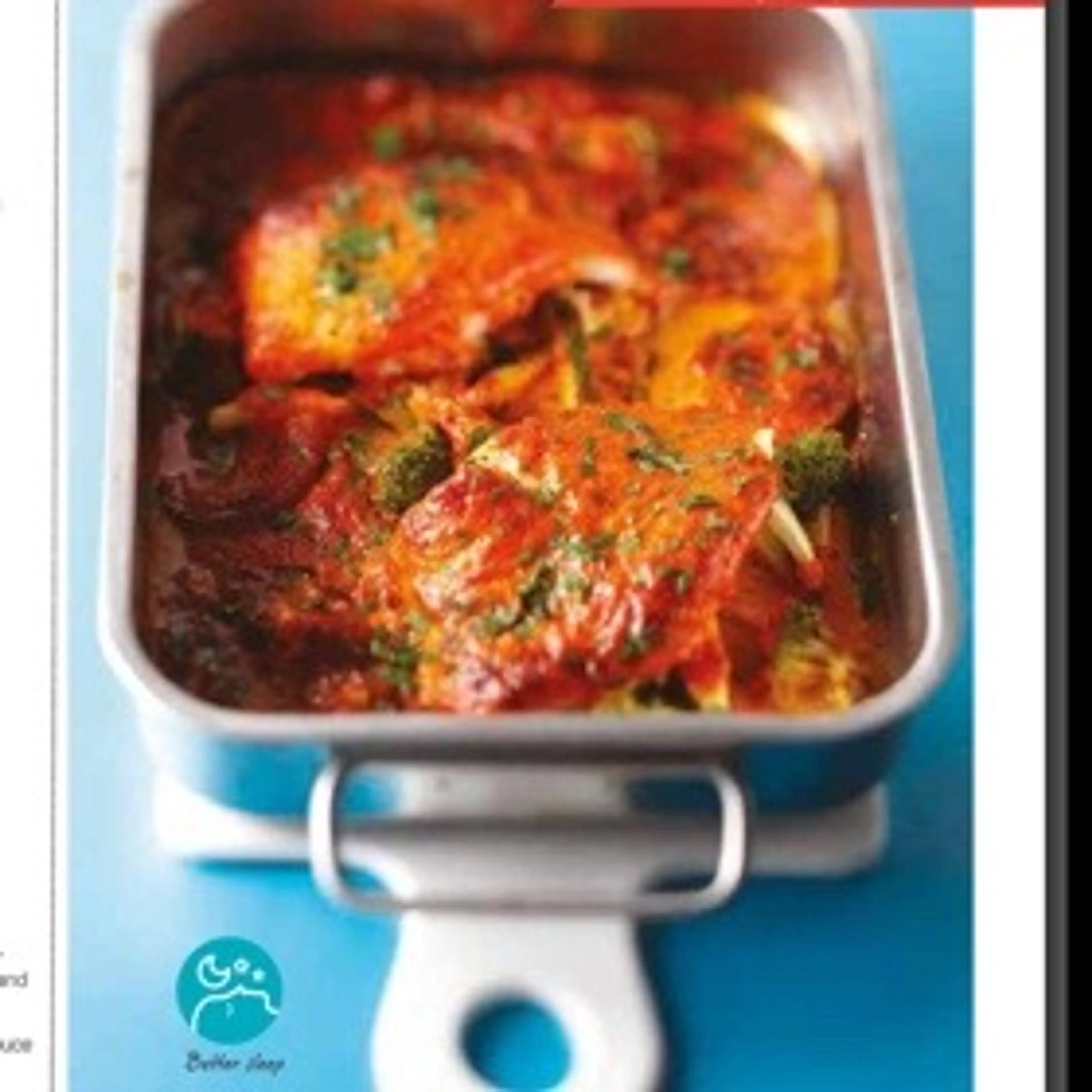 Baked cod in a creamy red  pepper sauce