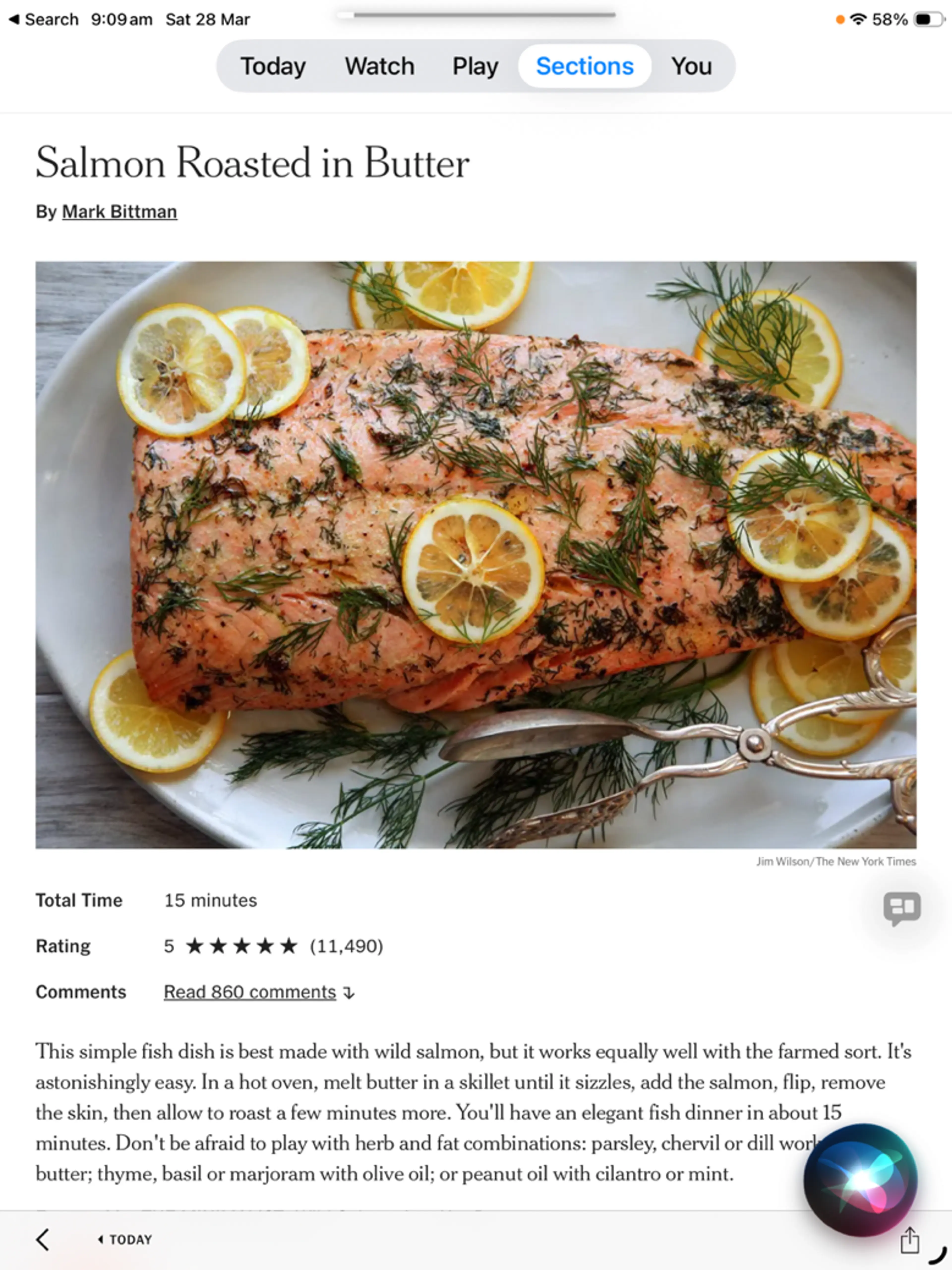 Salmon Roasted in Butter