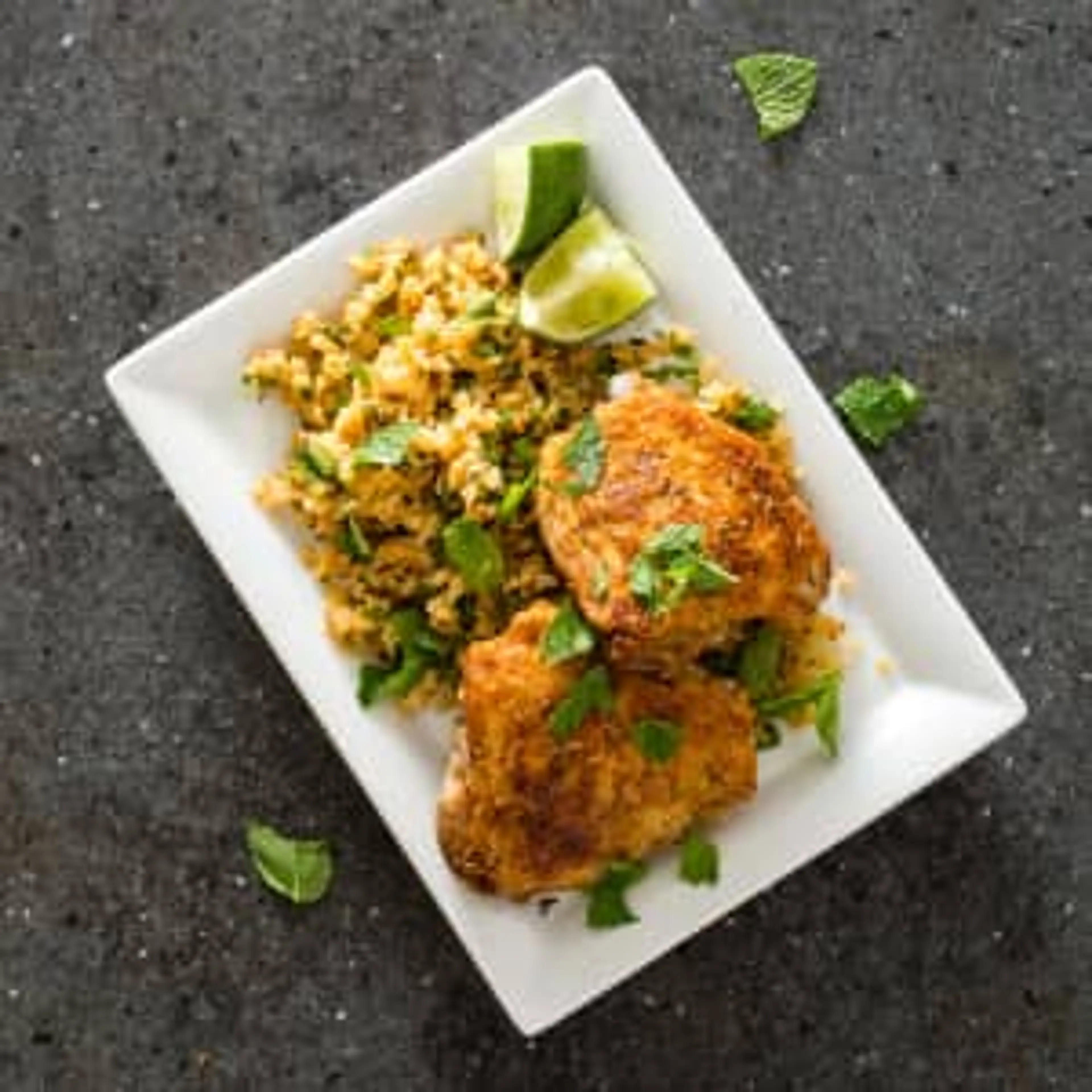 Cumin-Crusted Chicken Thighs with Cauliflower “Couscous”