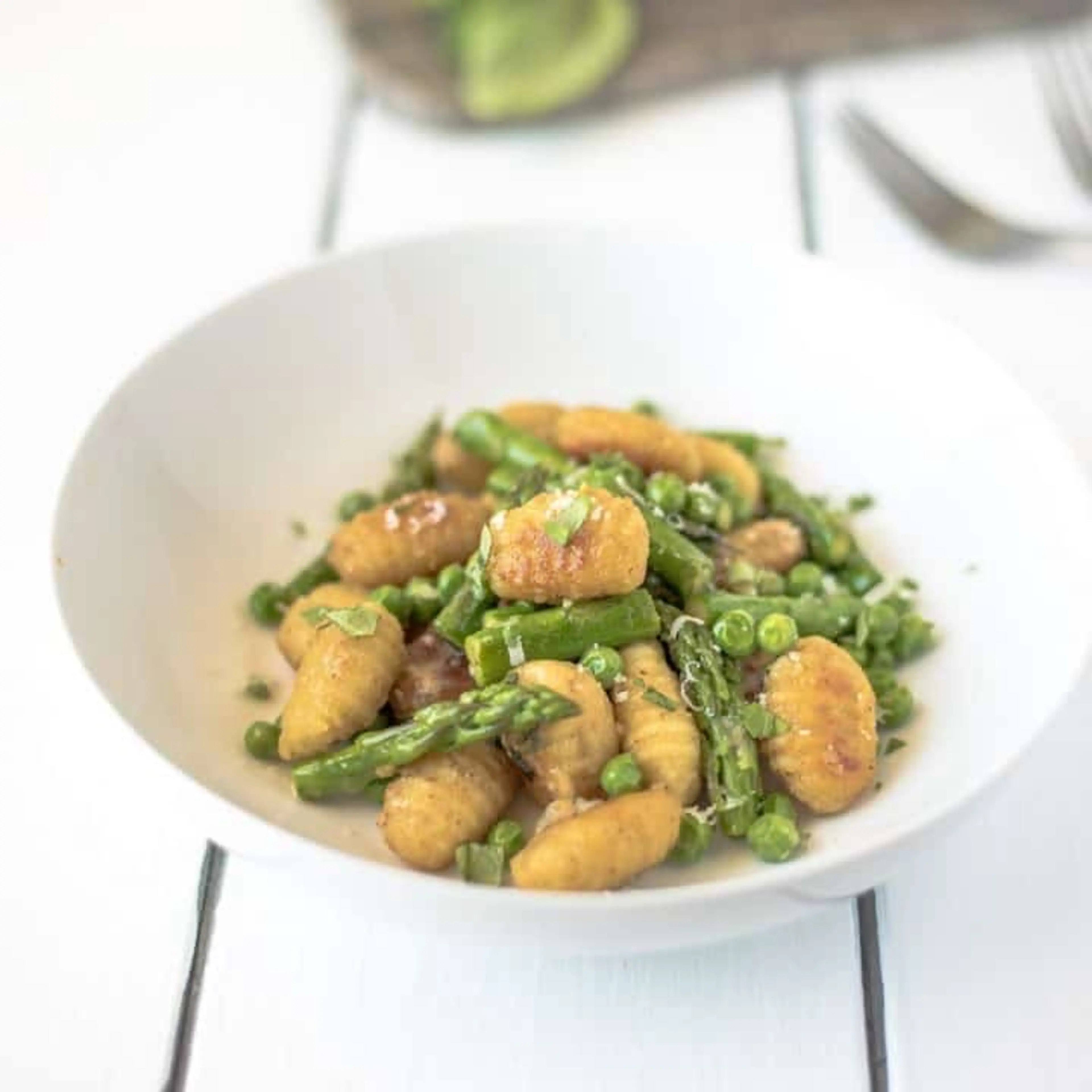 Crispy Gnocchi with Peas, Asparagus and Lemon