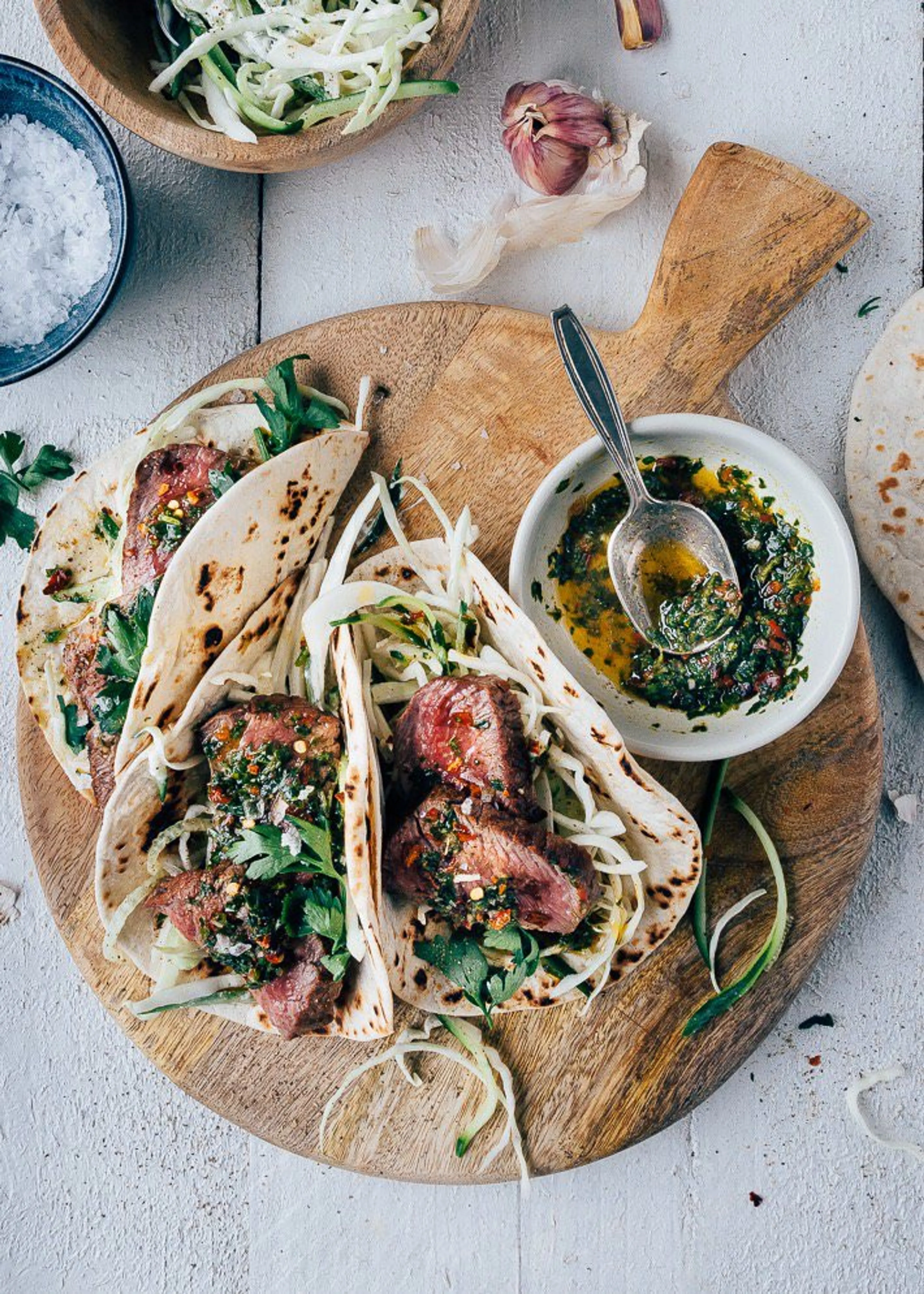 Taco’s met chimichurri biefstuk