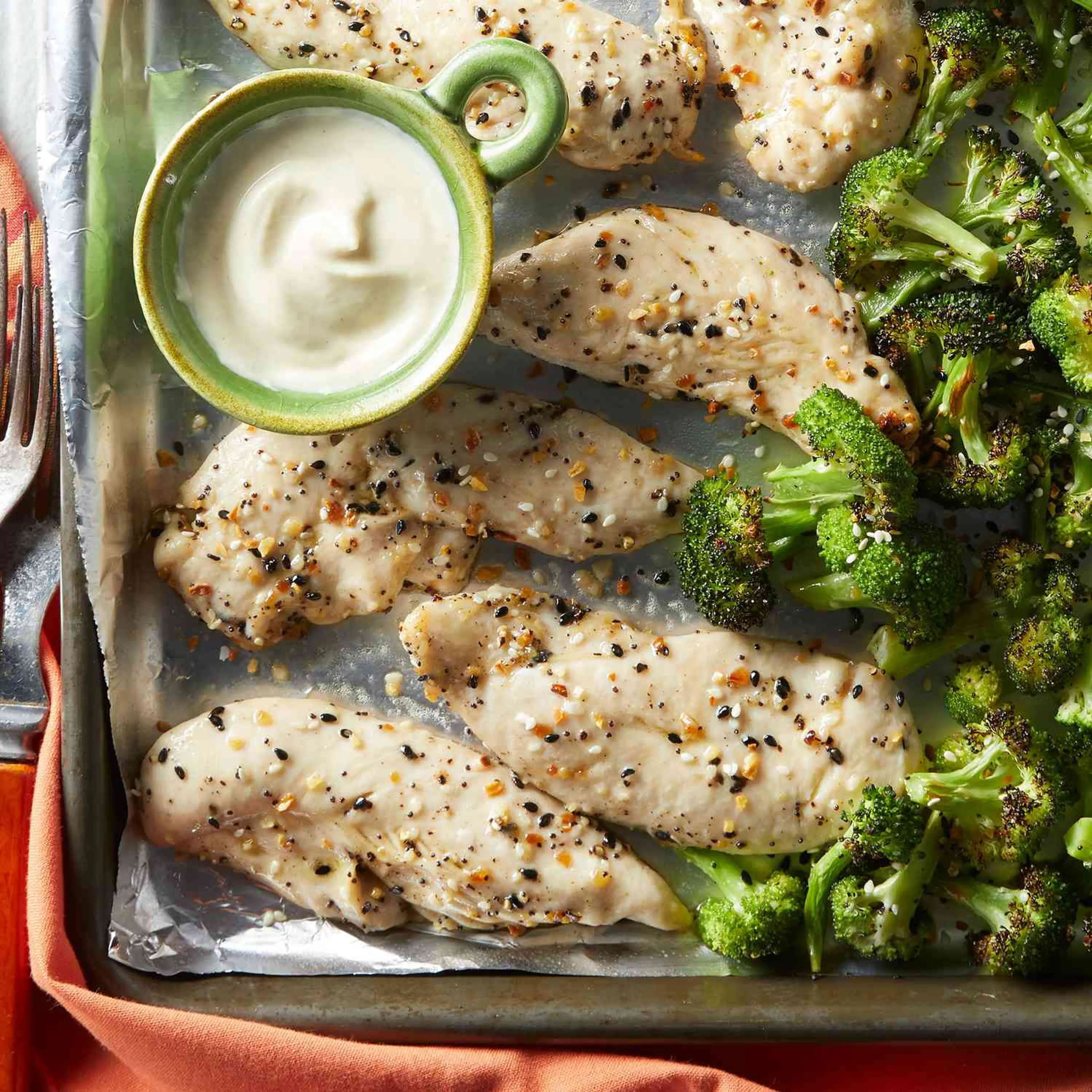 15-Minute Sheet-Pan Chicken Tenders & Broccoli with Everythi