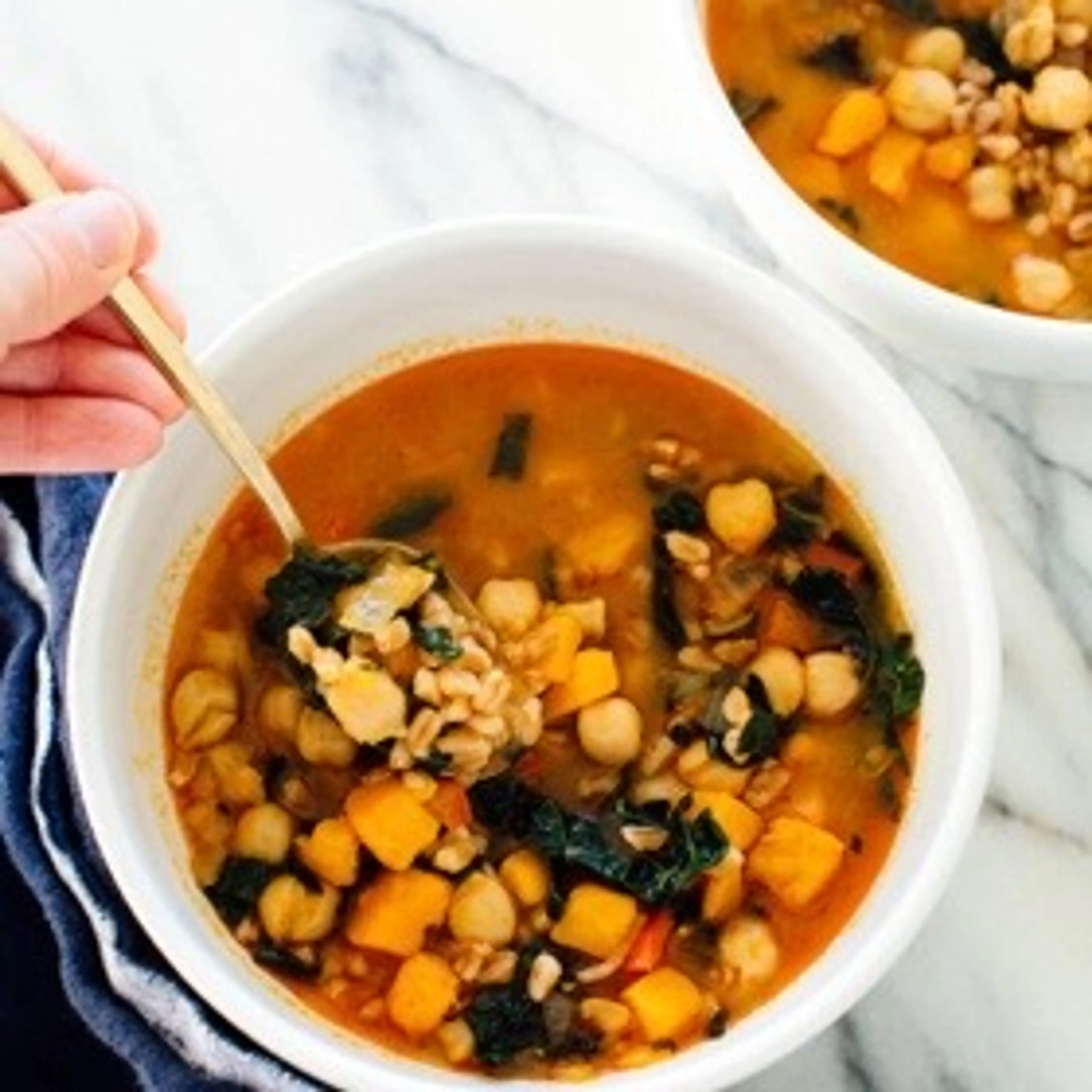 Sweet Potato, Kale and Chickpea Soup