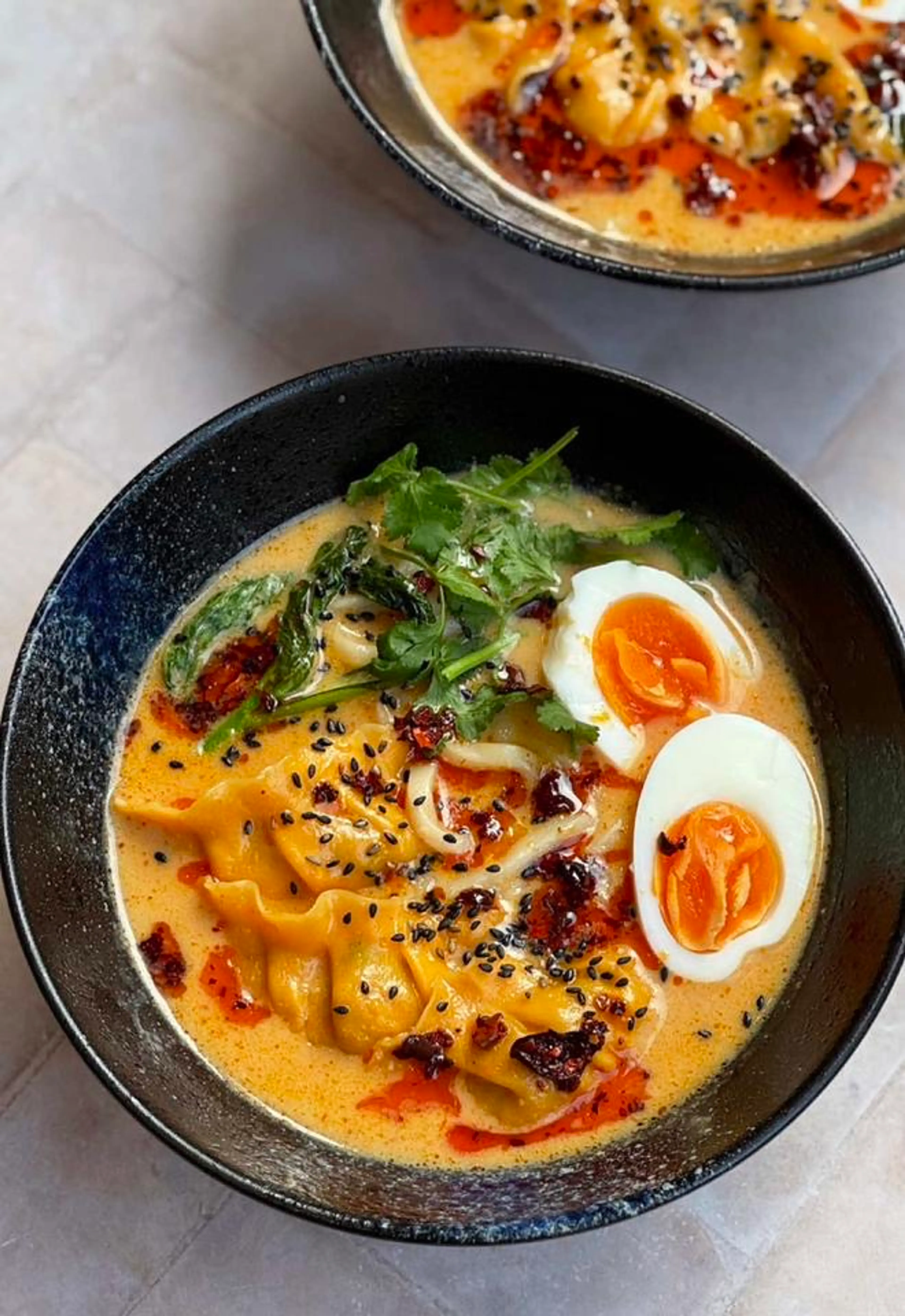 Creamy Coconut Noodle Dumpling Soup