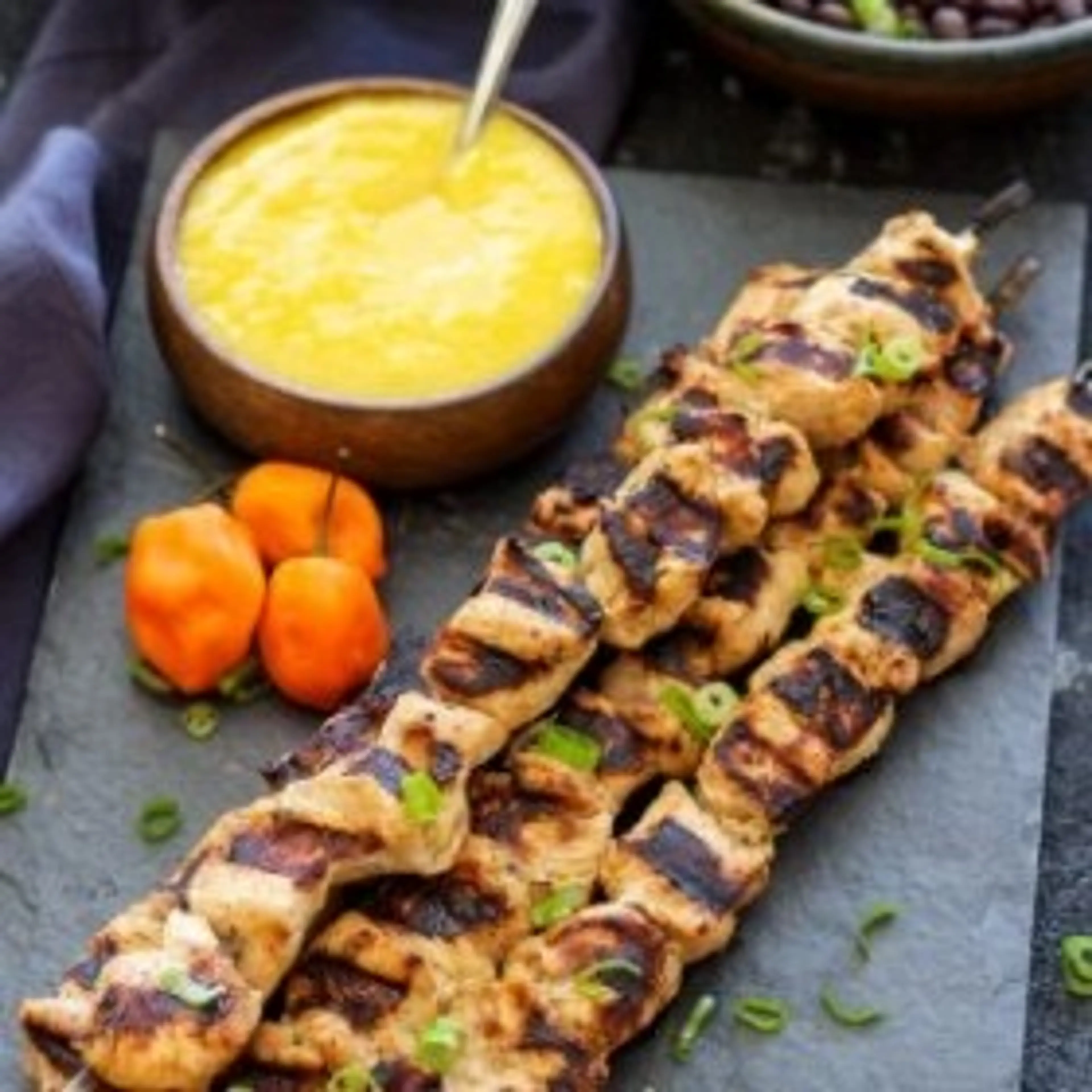 Jerk Chicken Skewers with Mango Habanero Sauce