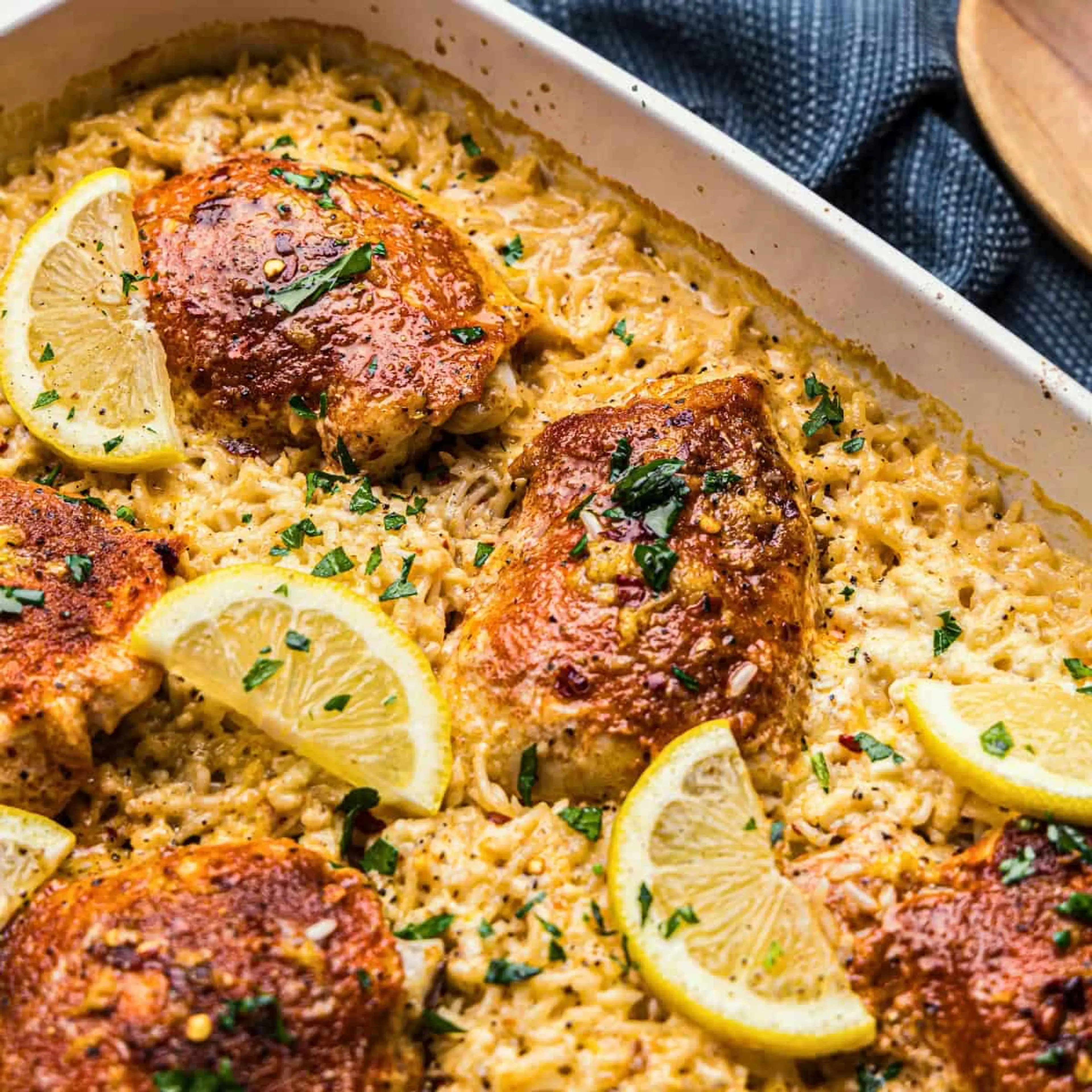 Lemon Garlic Butter Baked Chicken and Rice
