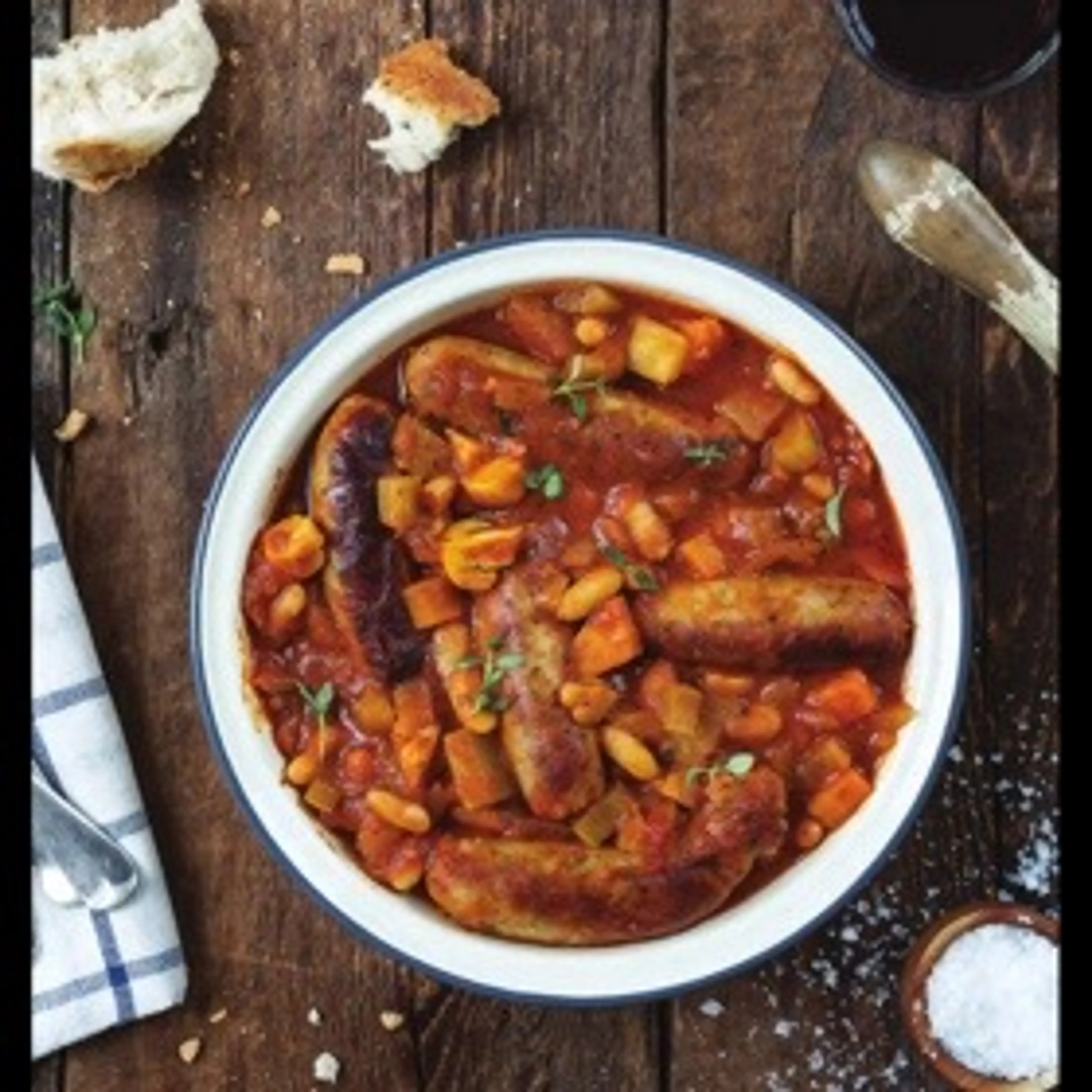 Sausage and cannellini bean casserole