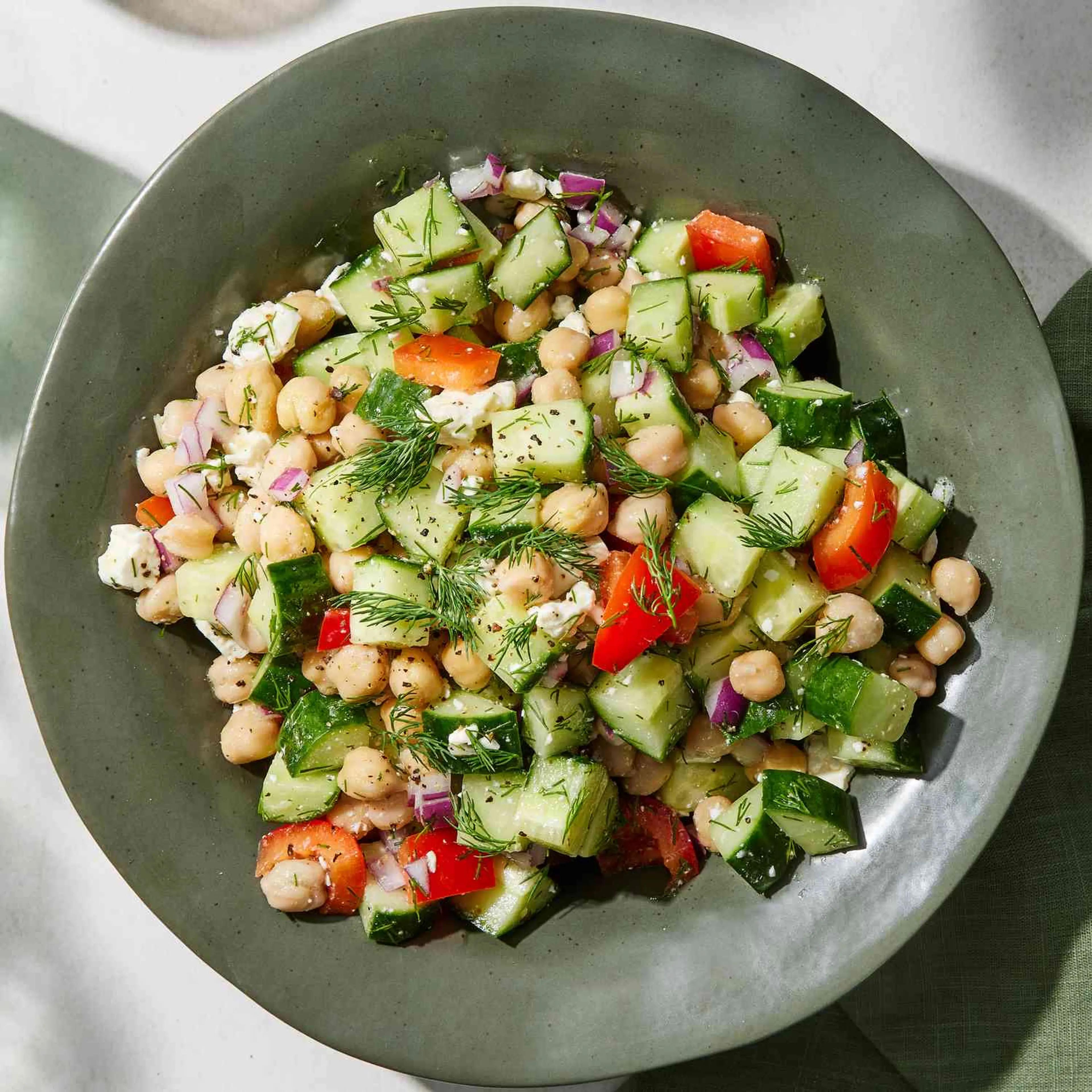 Cucumber Chickpea Salad with Feta & Lemon