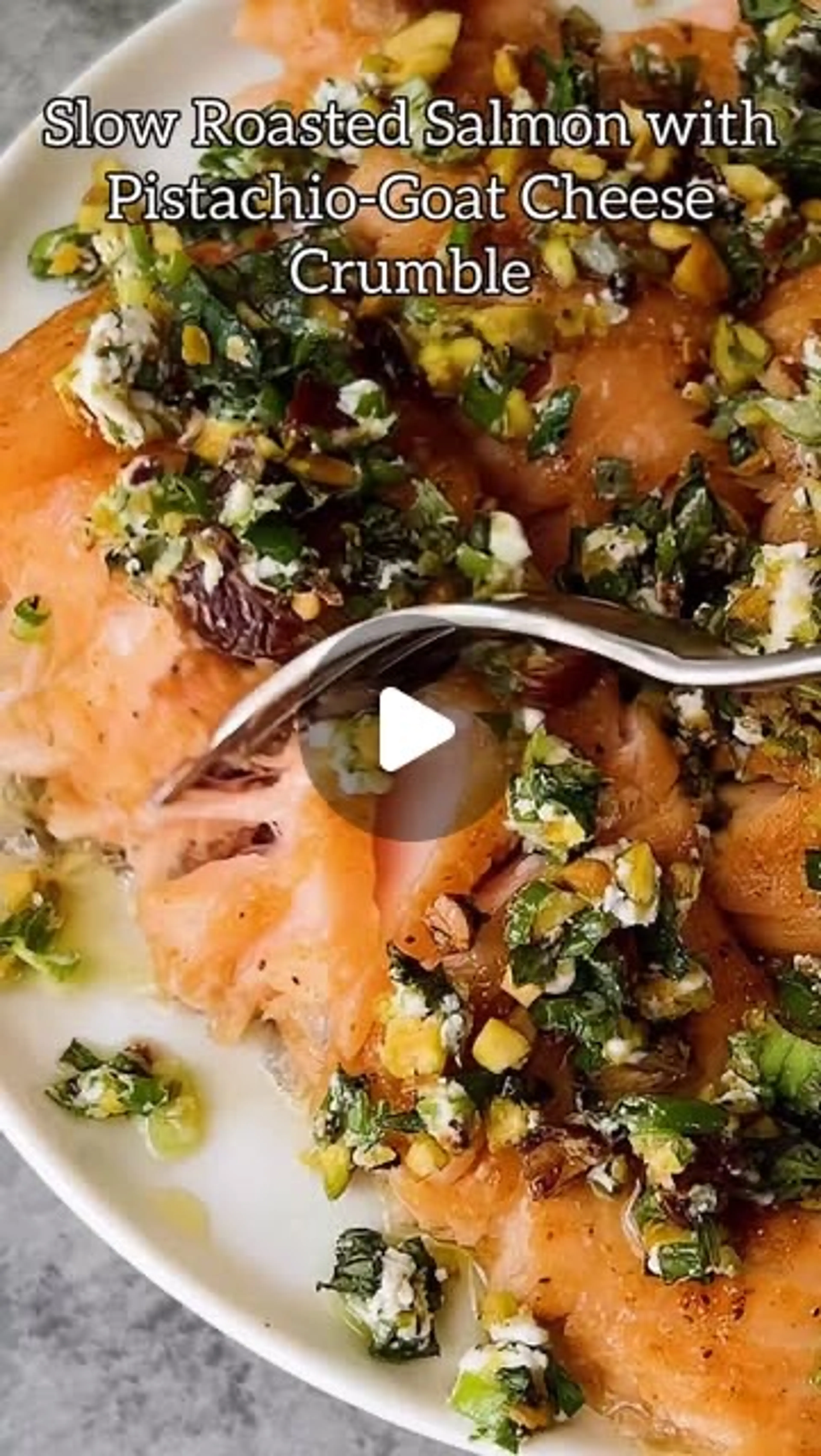 Slow Roasted Spiced Honey Salmon with Pistachio-goat Cheese-