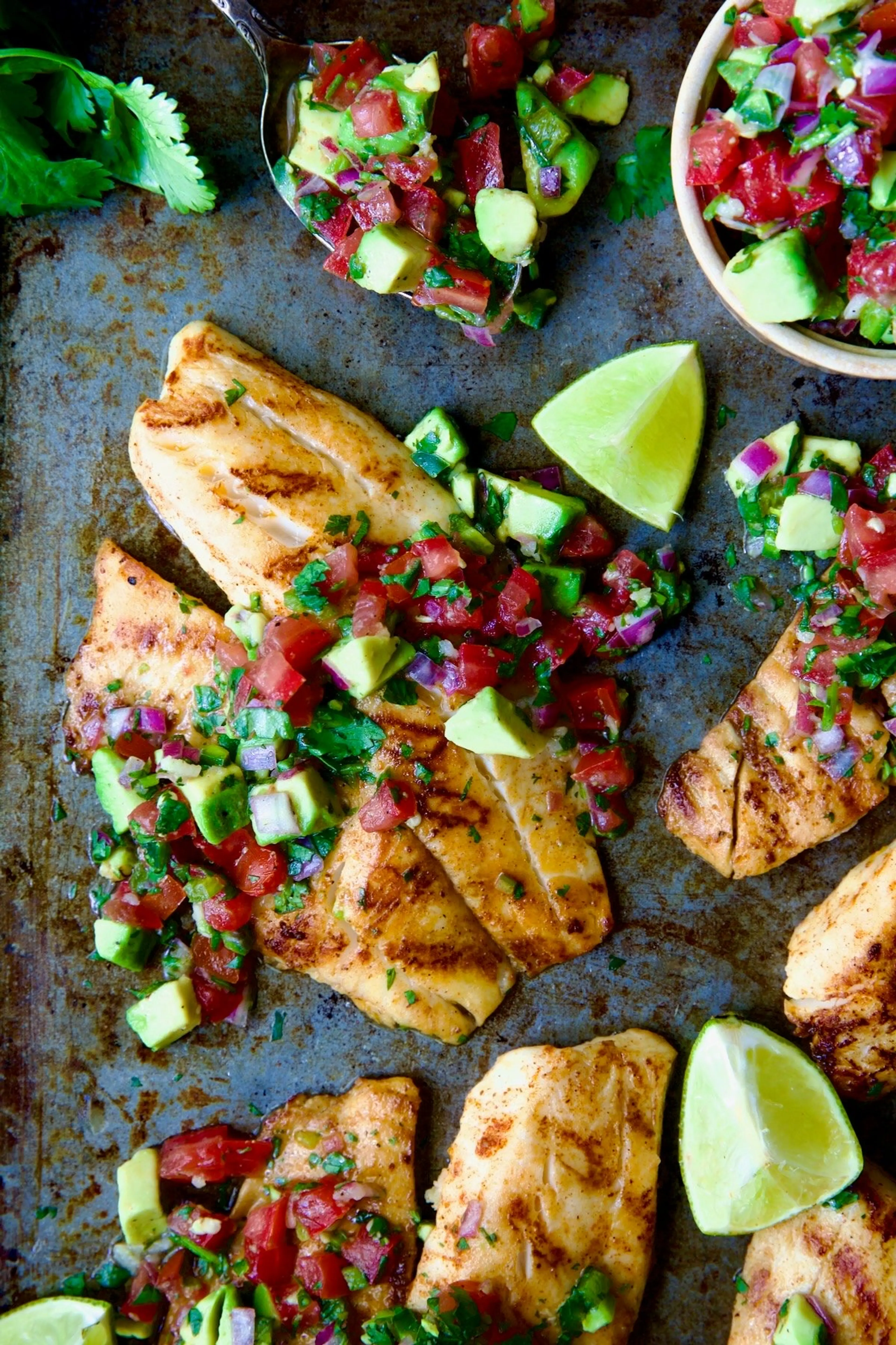 Grilled Tilapia Recipe with Tomato - Avocado Salsa