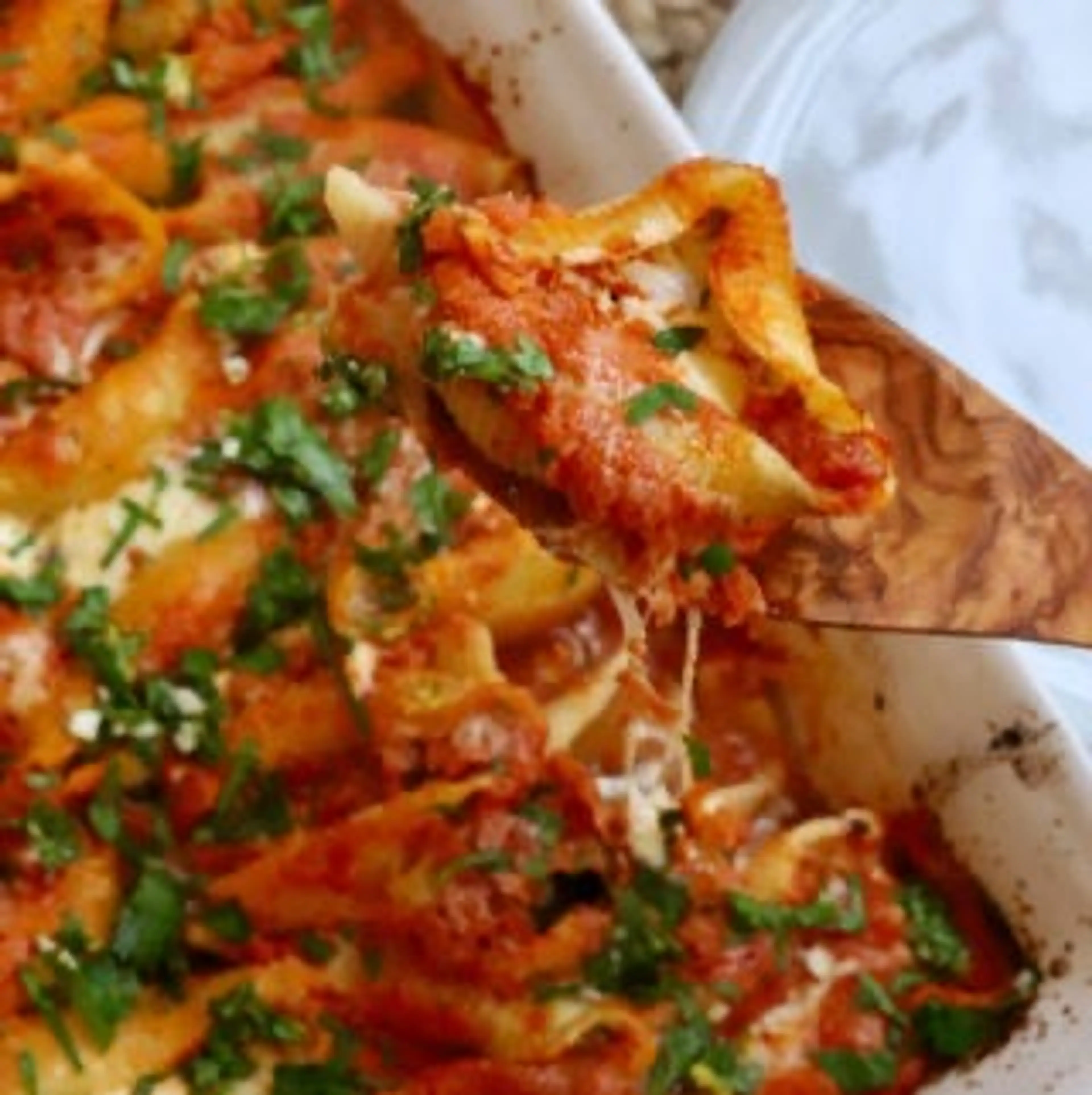 Spicy Beef Stuffed Shells with Horseradish Tomato Sauce