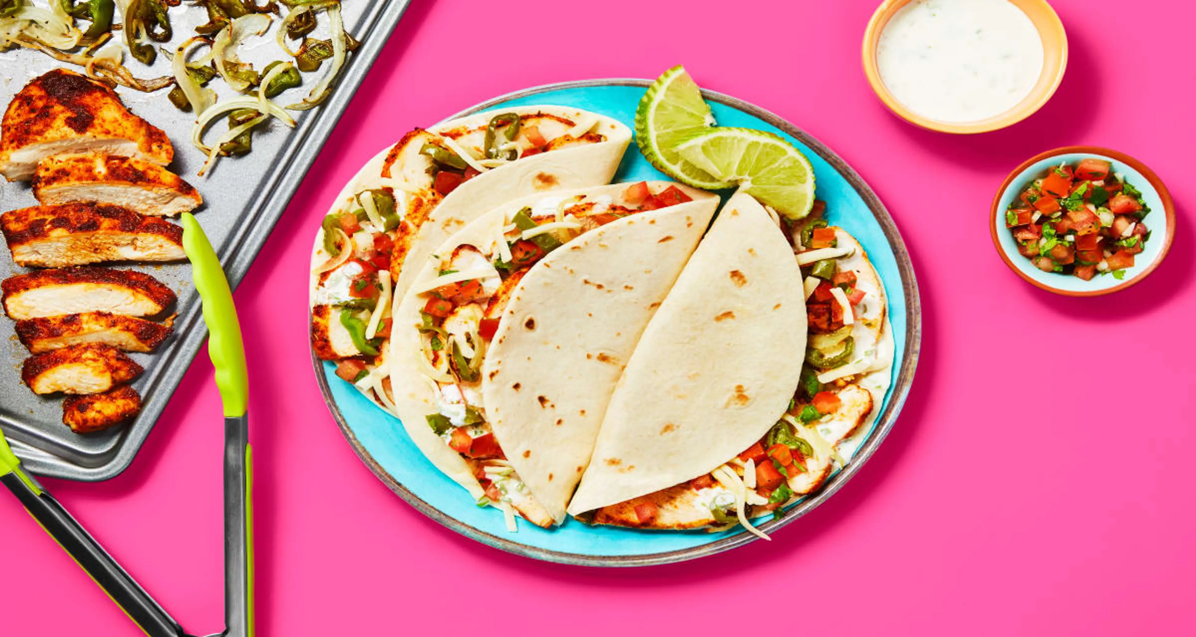 Sheet Pan Chicken & Pepper Fajitas with Pico de Gallo, Monte