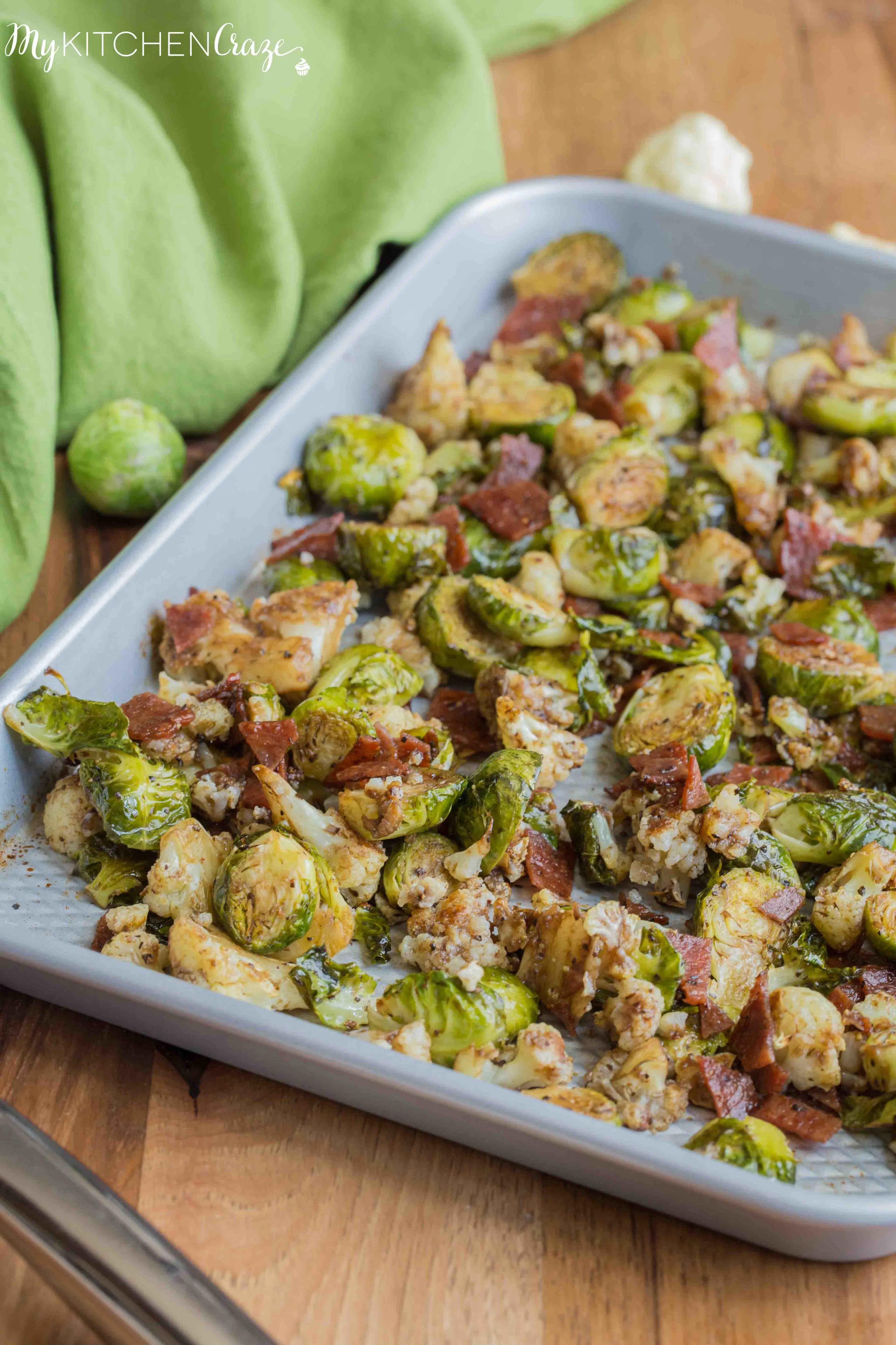 Brussels Sprouts with Bacon and Cauliflower