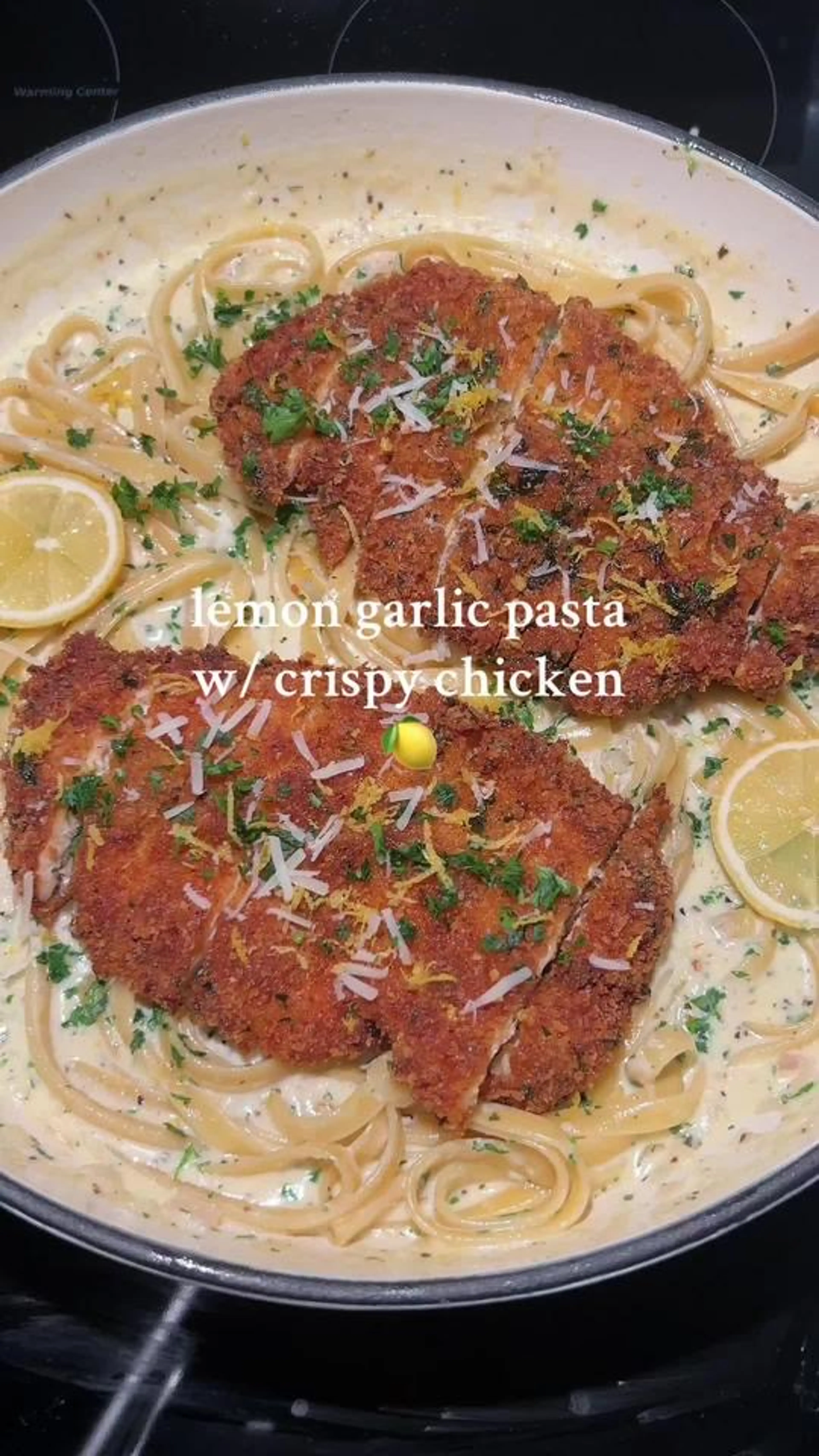 Creamy Lemon Garlic Pasta with Parmesan Crusted Chicken