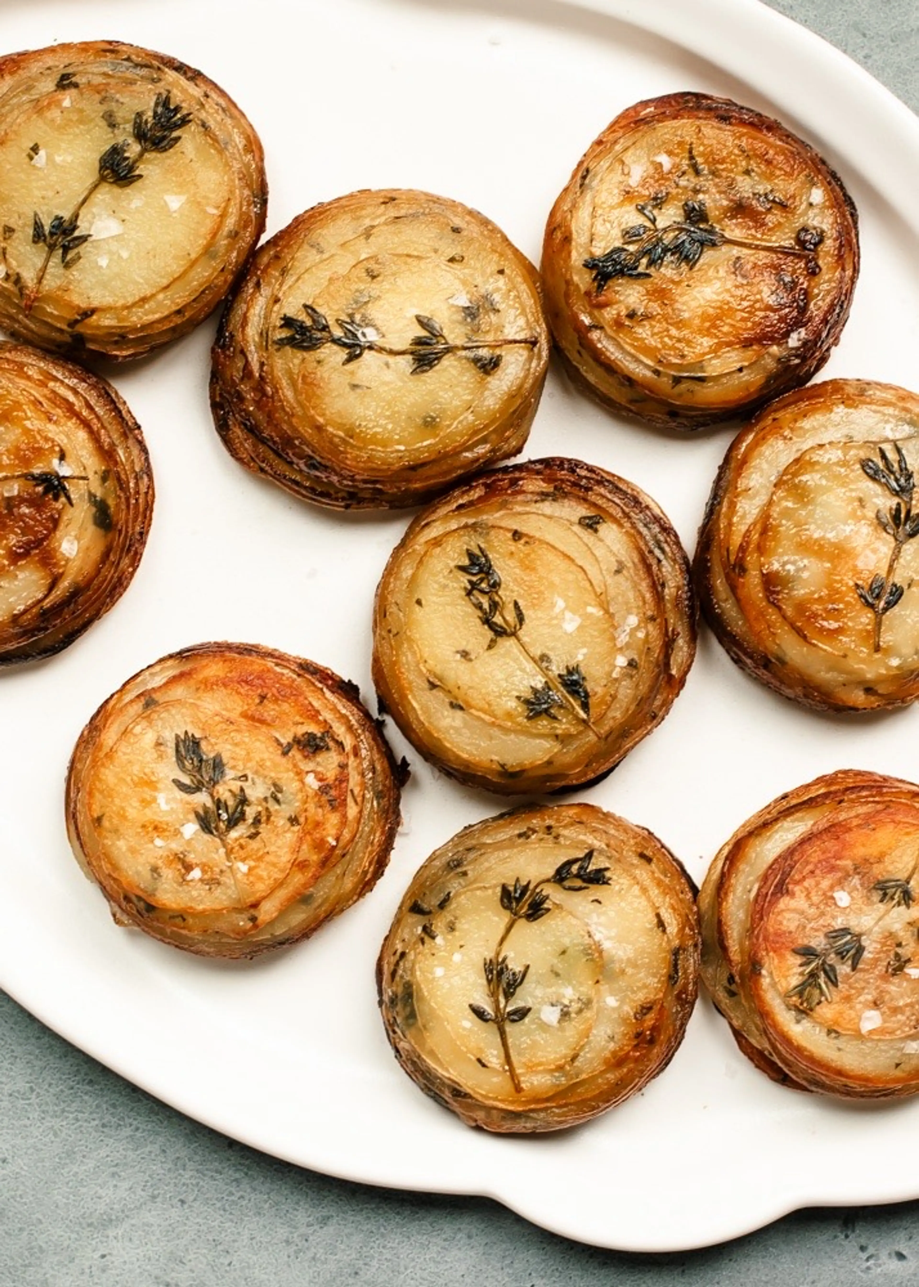Crispy Potato Stacks with Garlic Herb Butter
