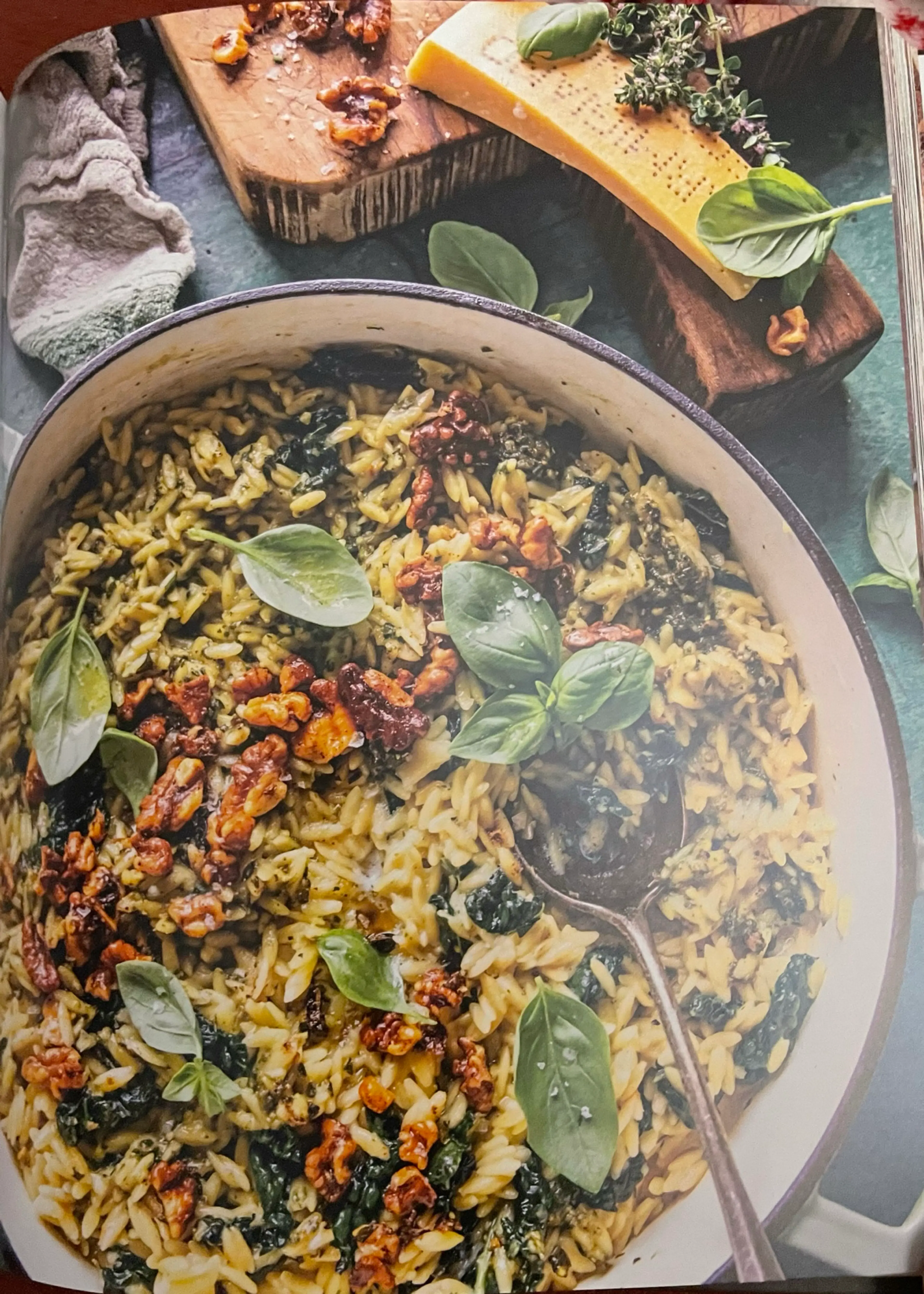 Lemon Pesto Orzo with Buttery Walnuts & Kale