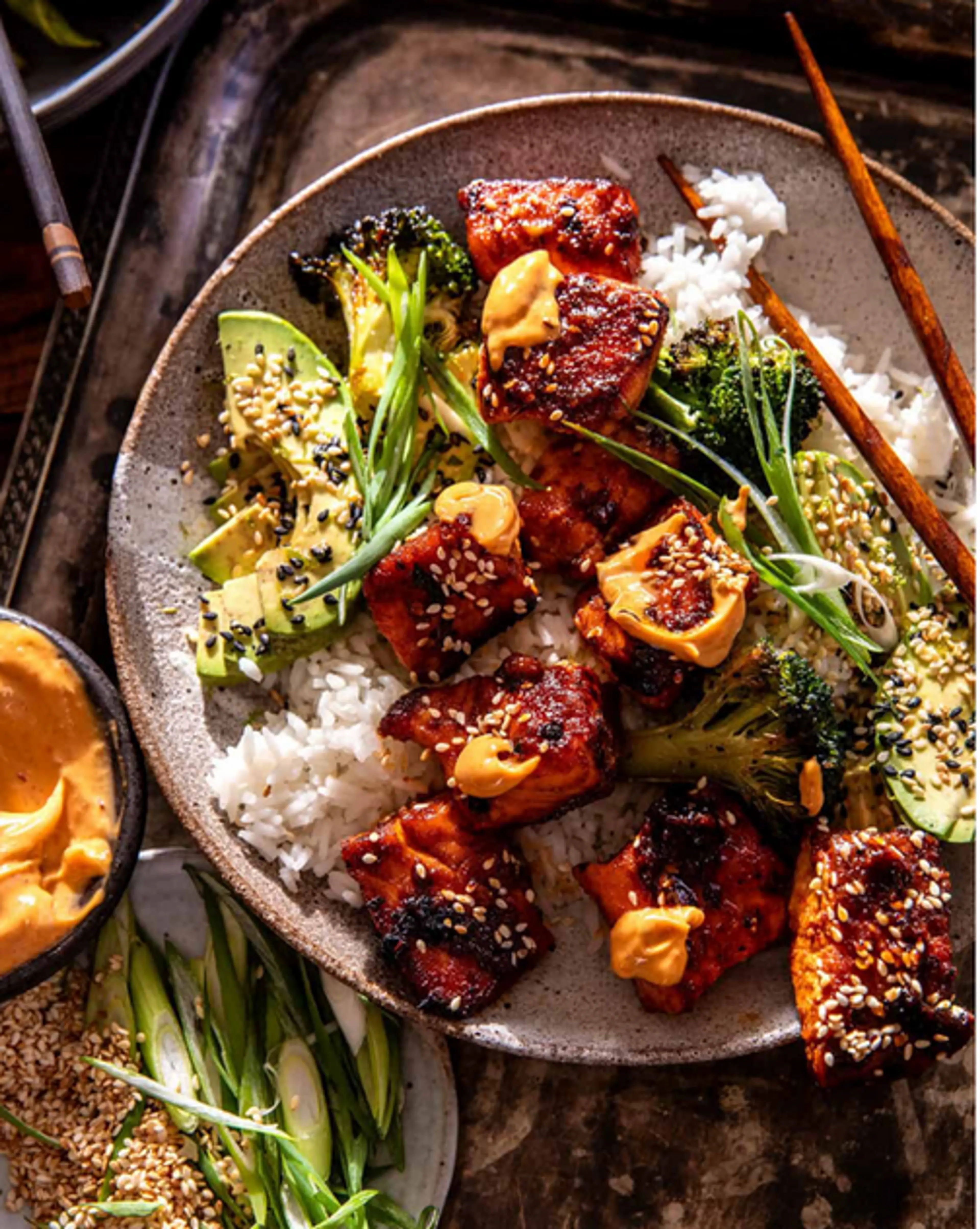 Chili Honey Garlic Salmon Bowls