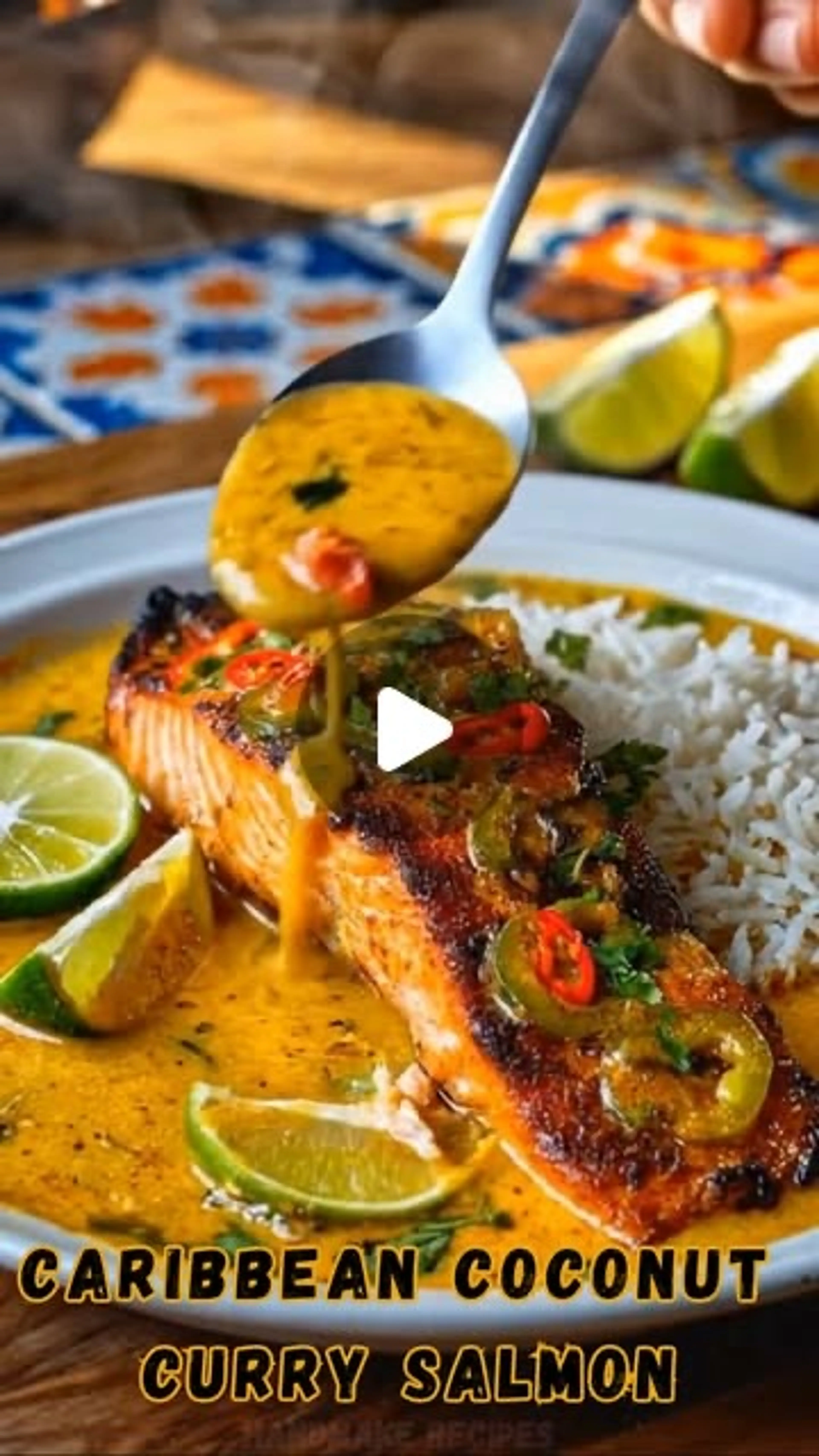 Caribbean Coconut Curry Salmon | Protein: 46g