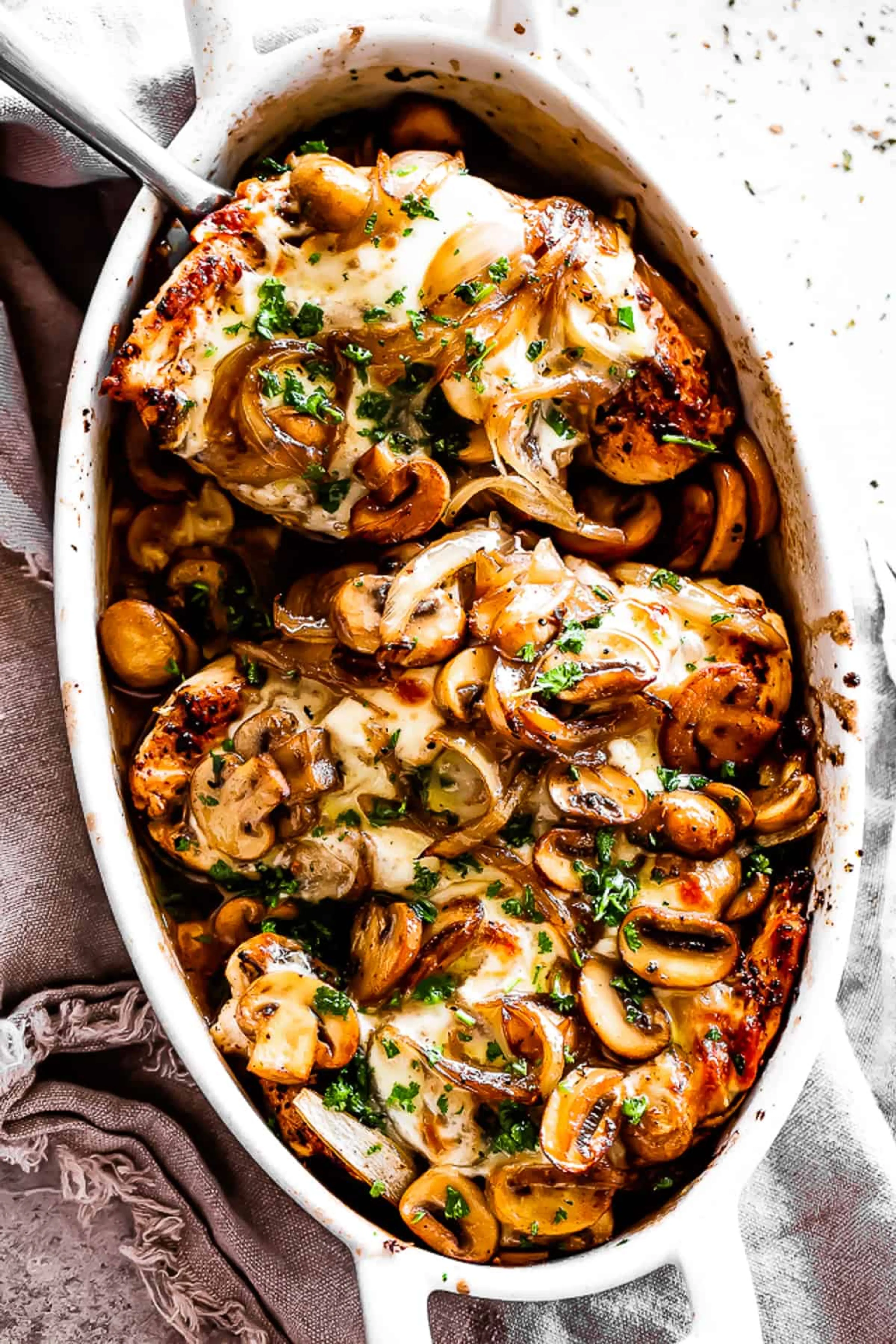 Cheesy Baked Chicken with Mushrooms