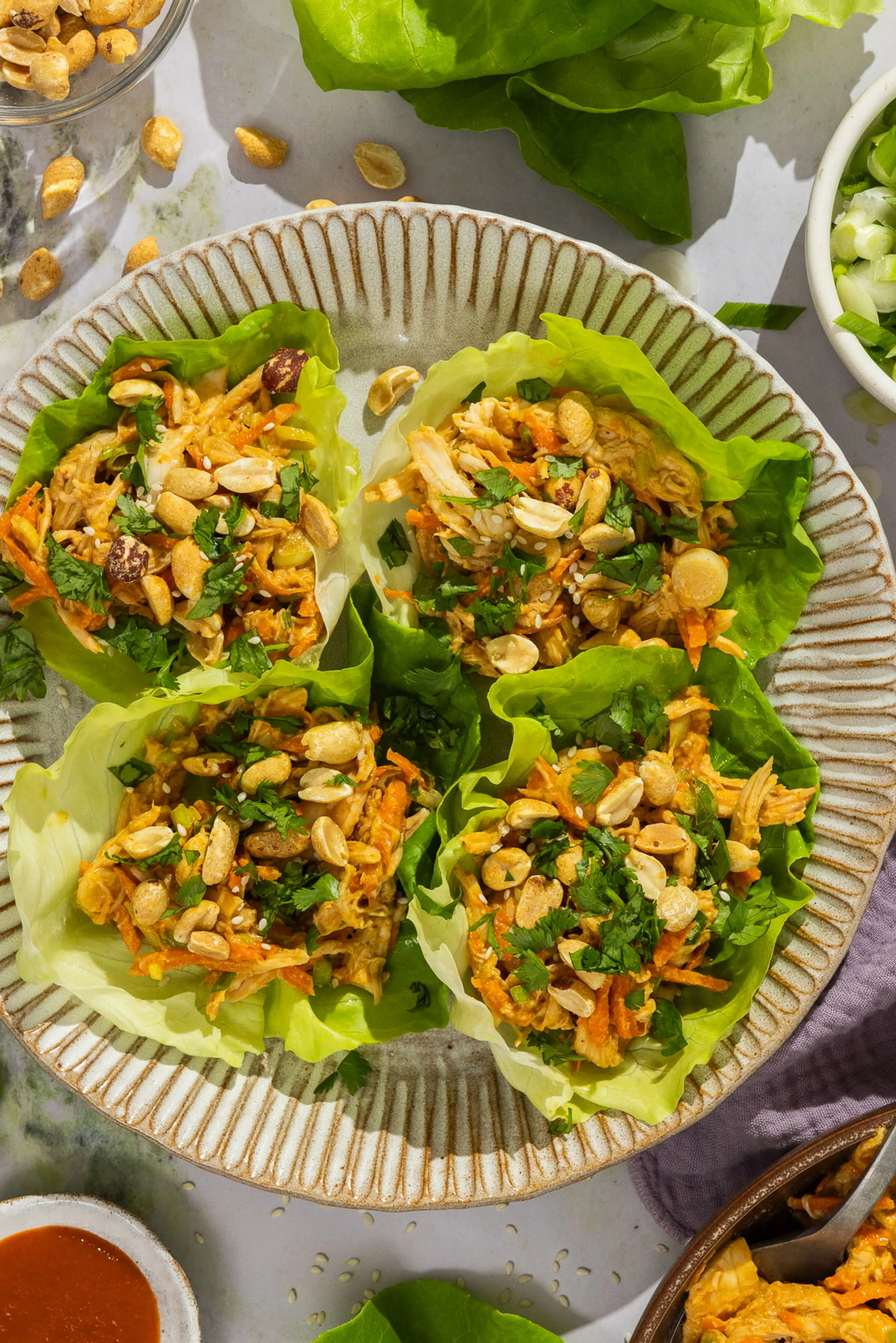 Crunchy Peanut Chicken Lettuce Wraps