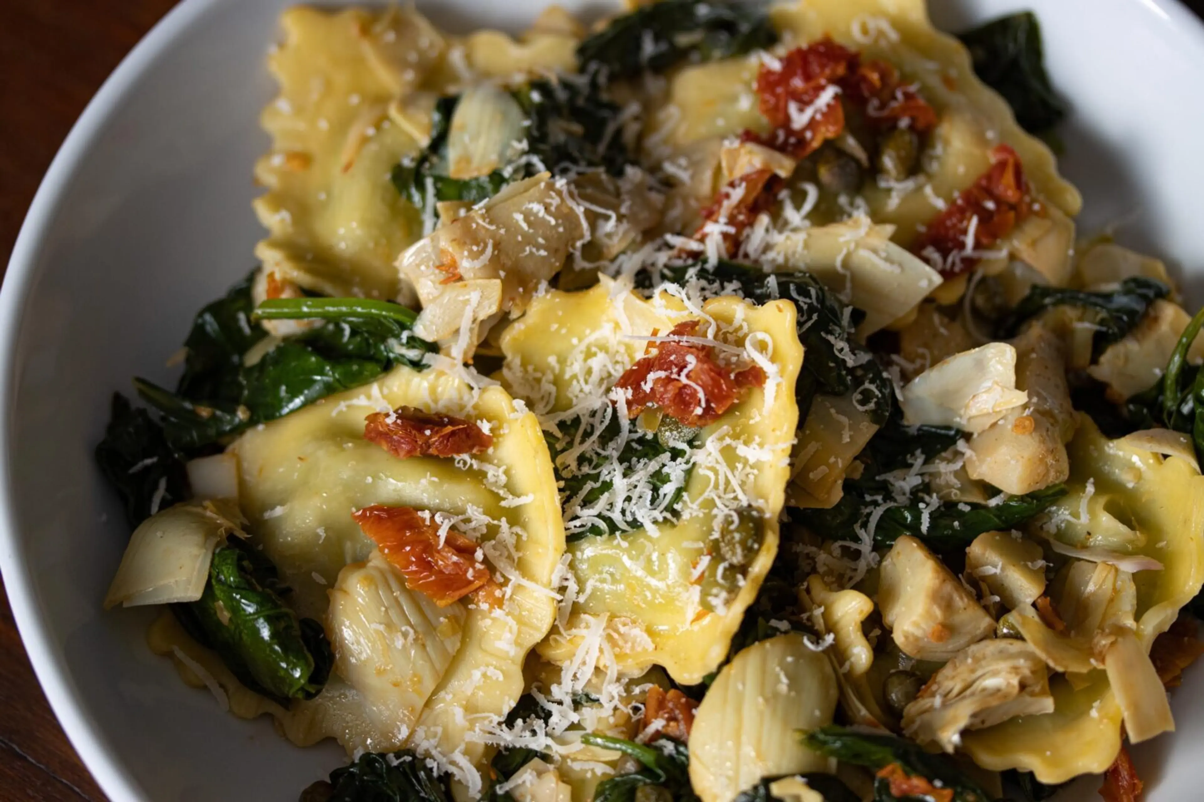 Ravioli with Artichokes, Capers, and Spinach Recipe