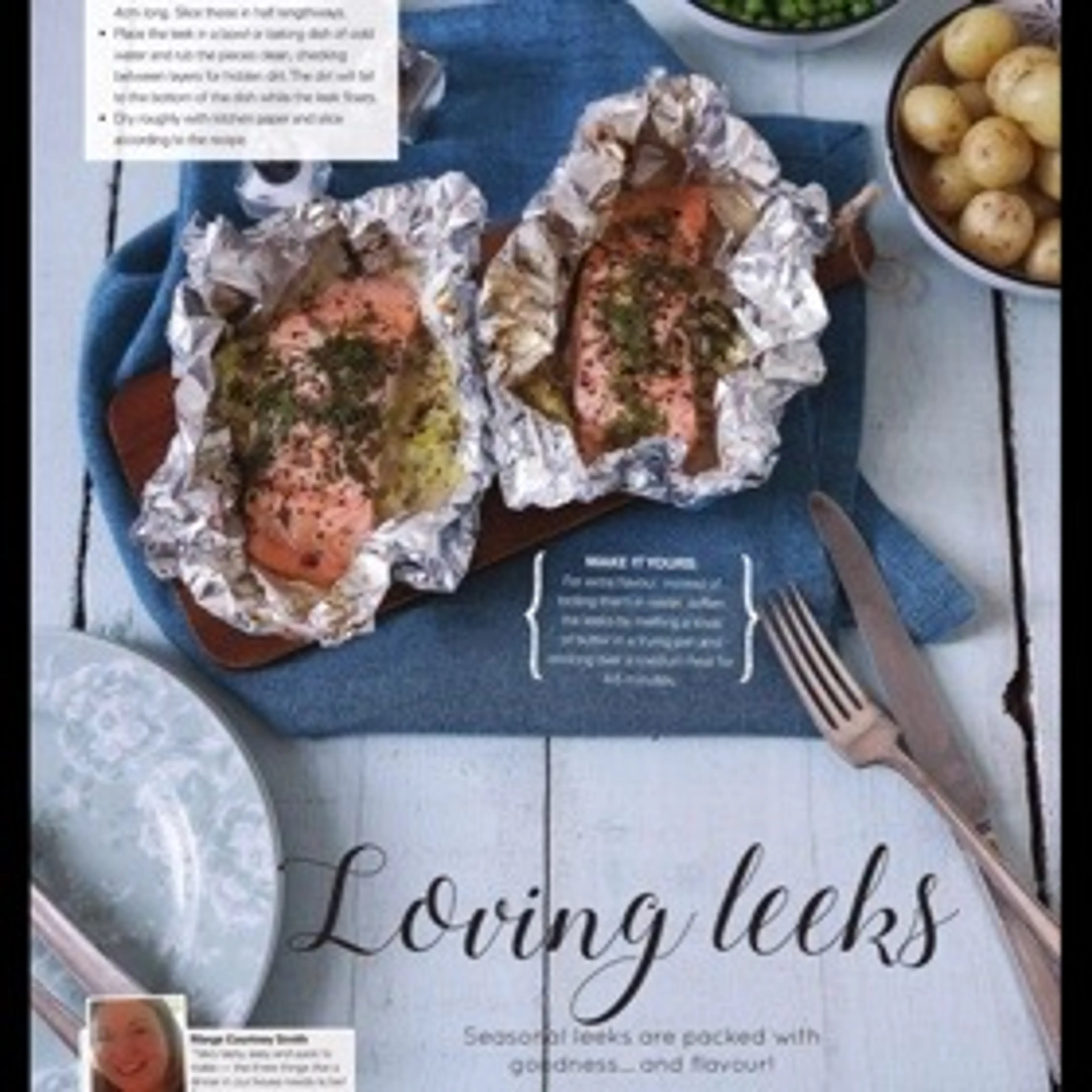 Salmon and leek parcels
