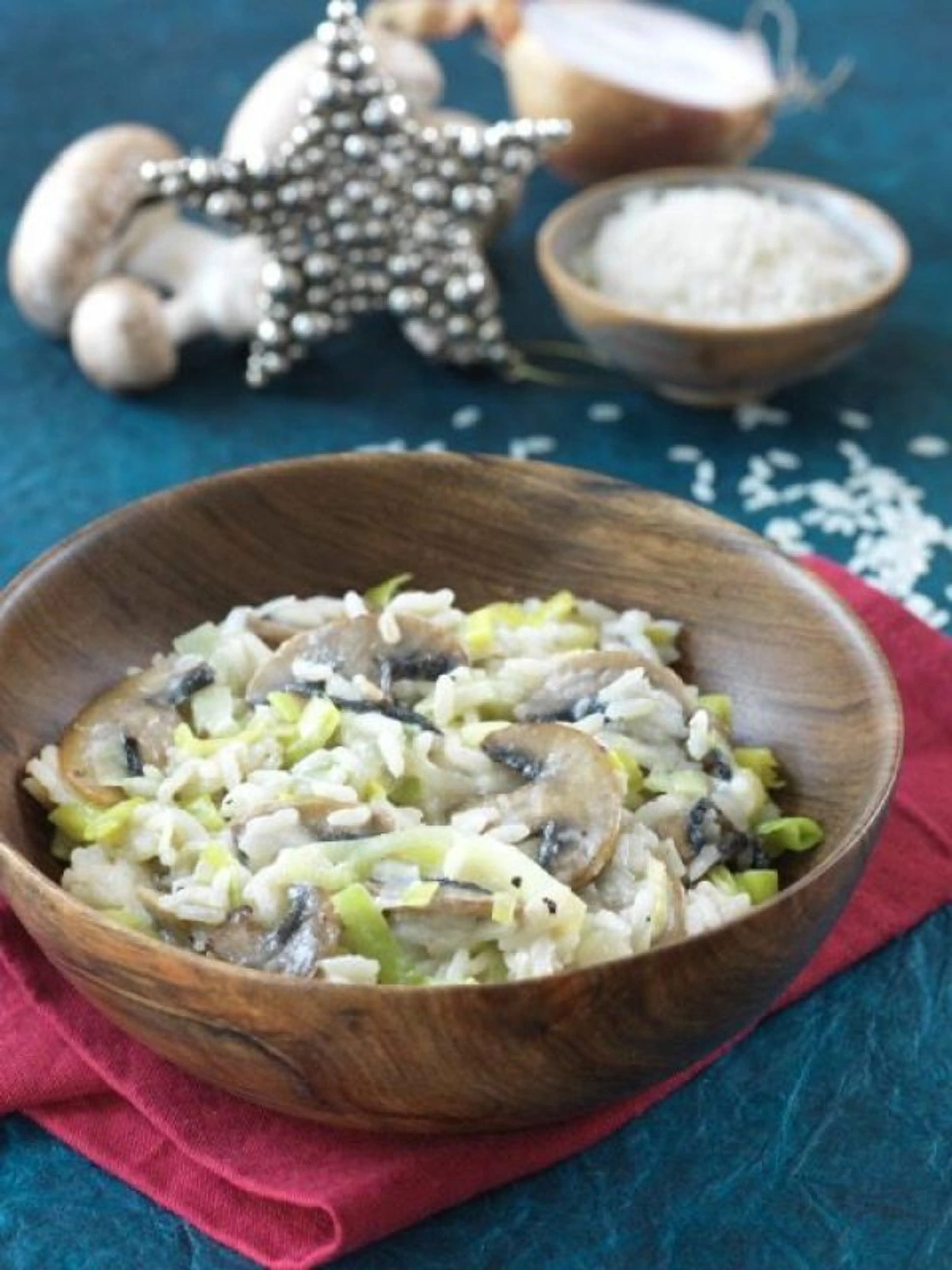 Risotto de poireaux et champignons