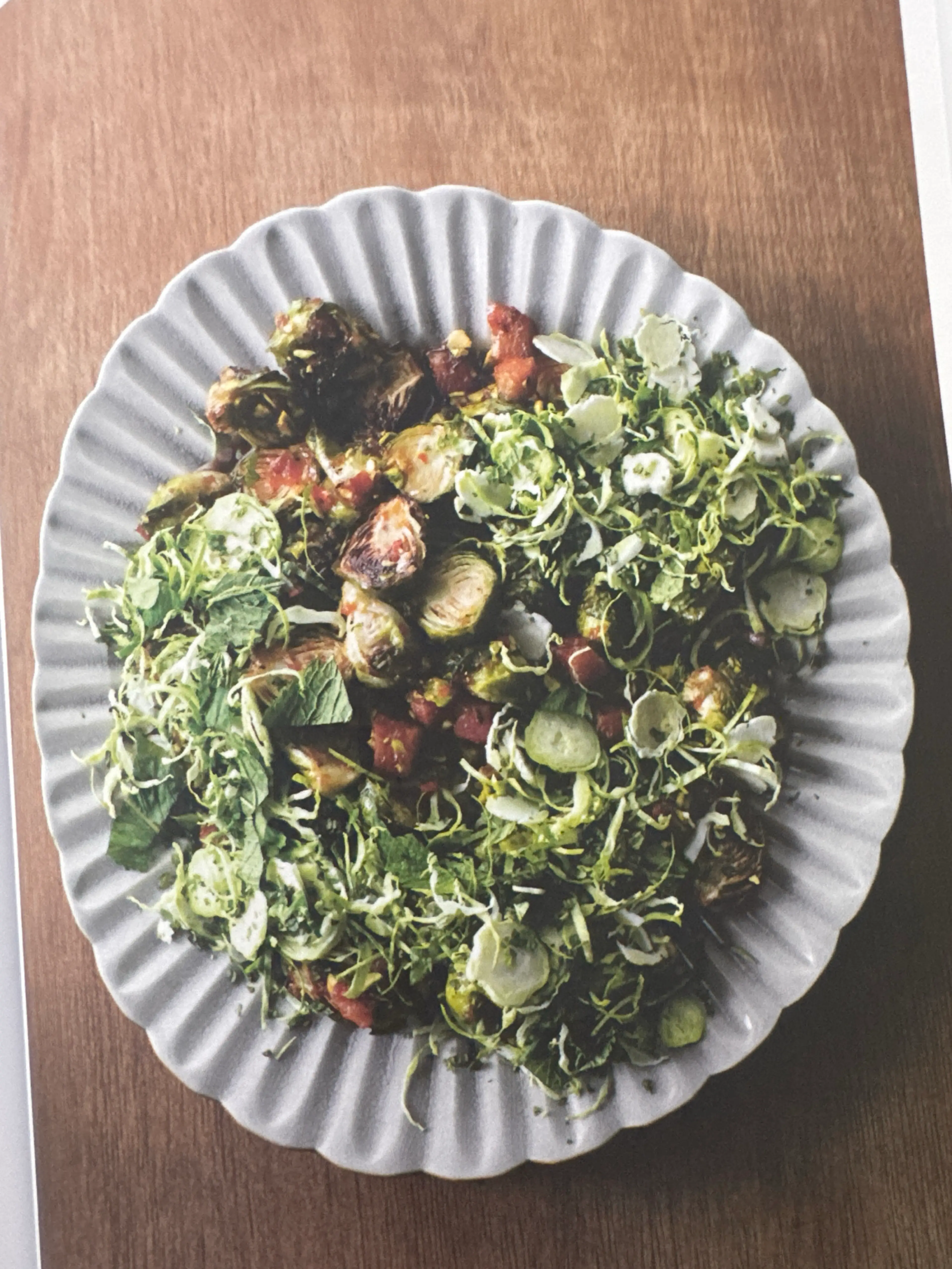 BRUSSELS SPROUTS with BACON, MINT, PISTACHIO, FISH SAUCE, PI