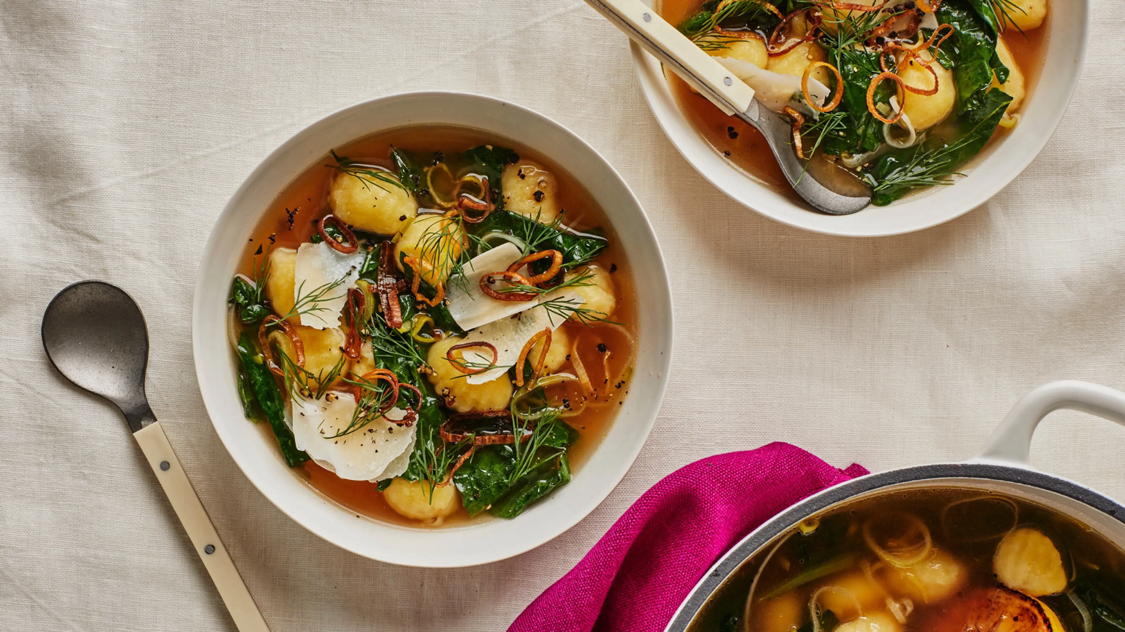 Gnocchi-Leek Soup With Greens