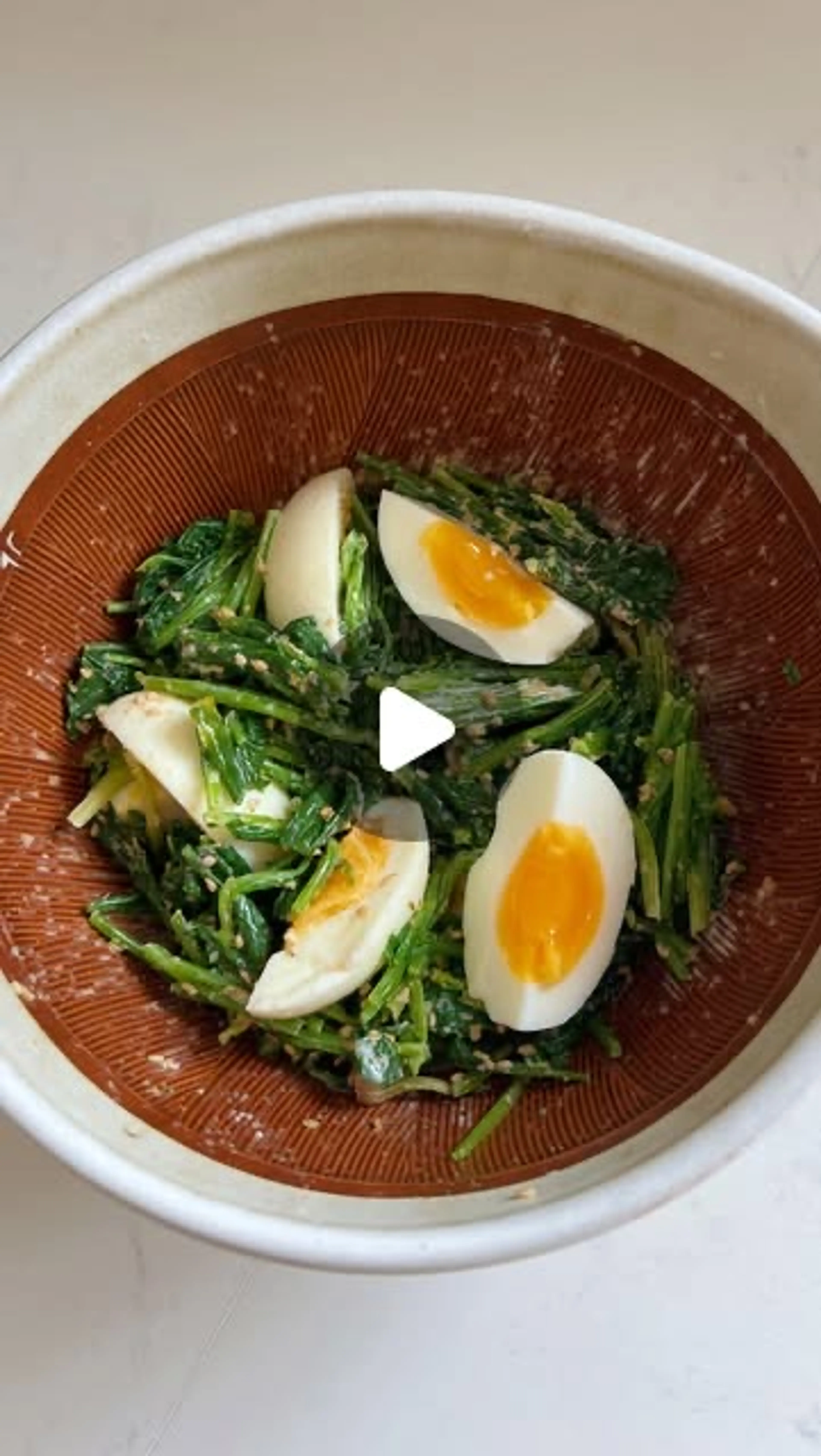 Add Sesame Mayo Sauce and Eggs to the Spinach