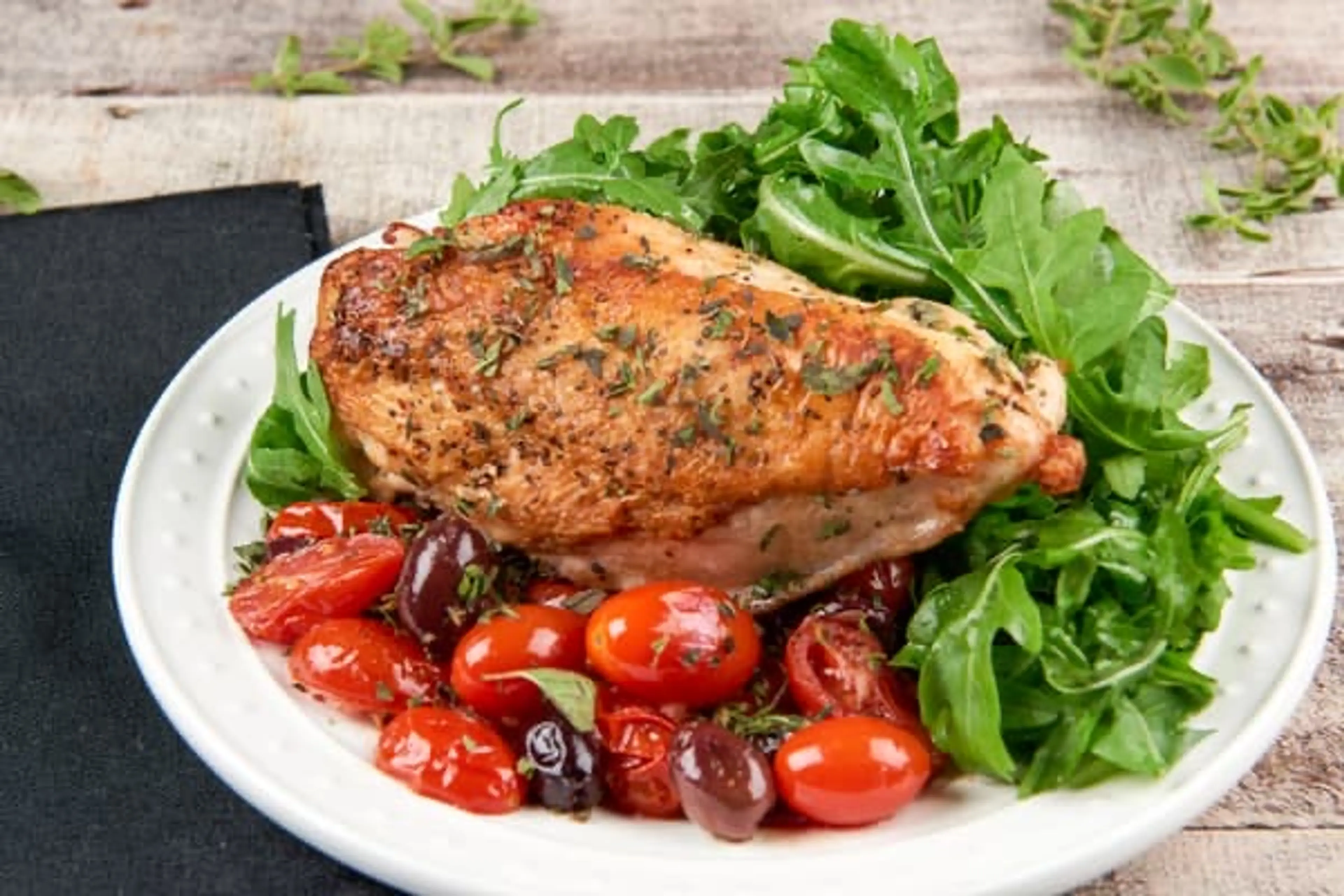 Crispy Chicken Provençal With a Niçoise Olive and Tomato Pan