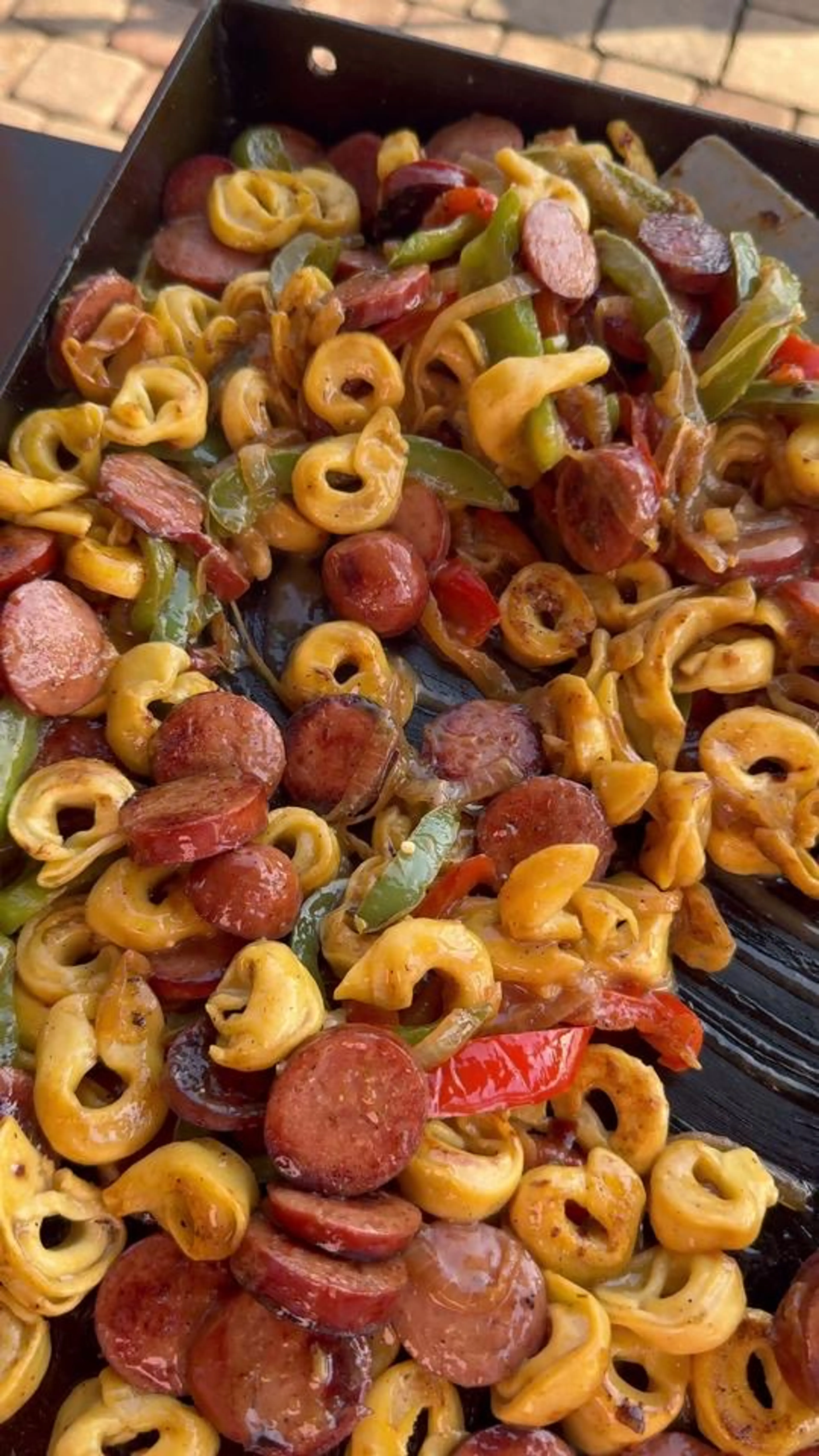 Italian Sausage Tortellini on the Griddle Is an Easy Dinner