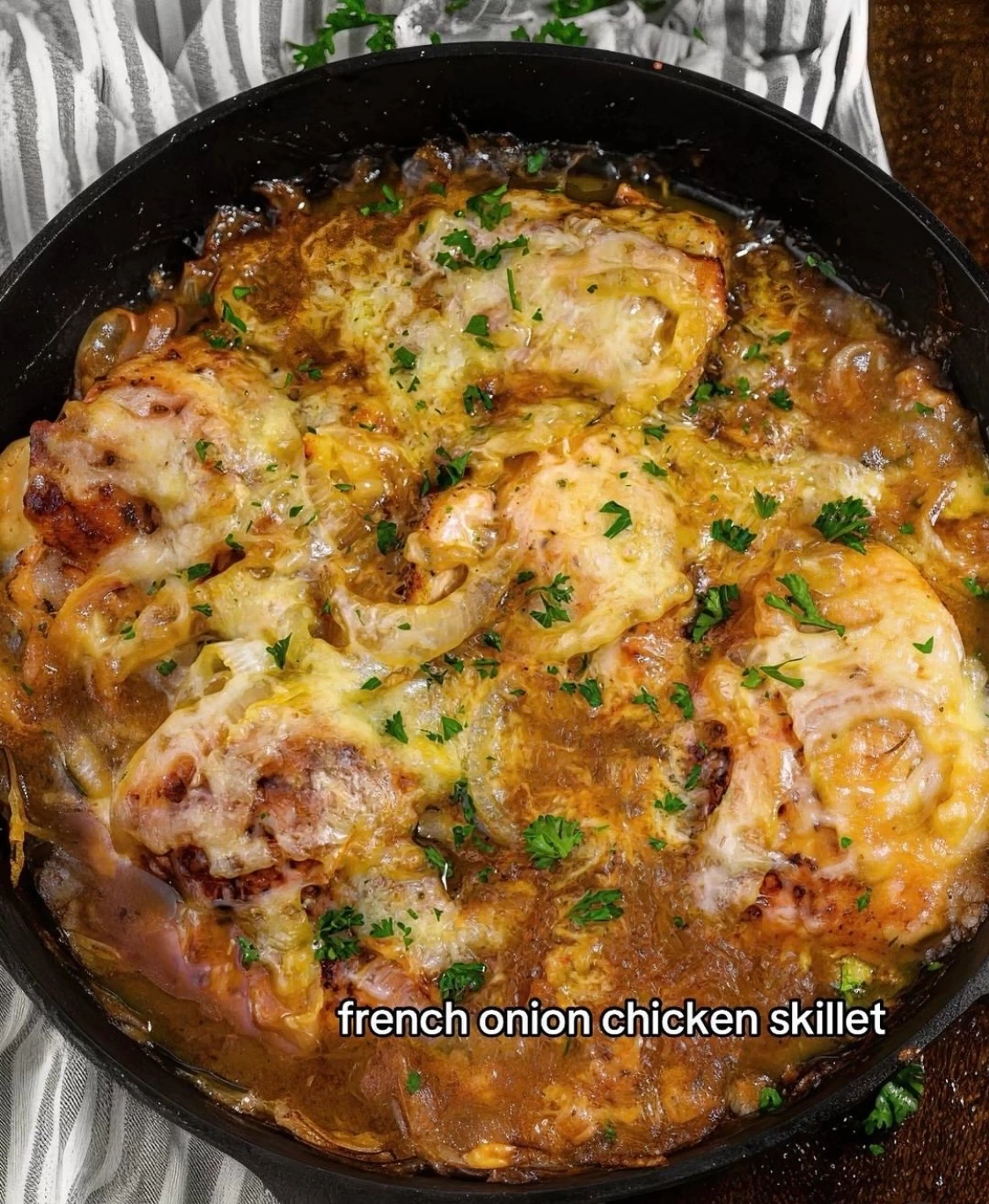 French Onion Skillet Chicken Thighs