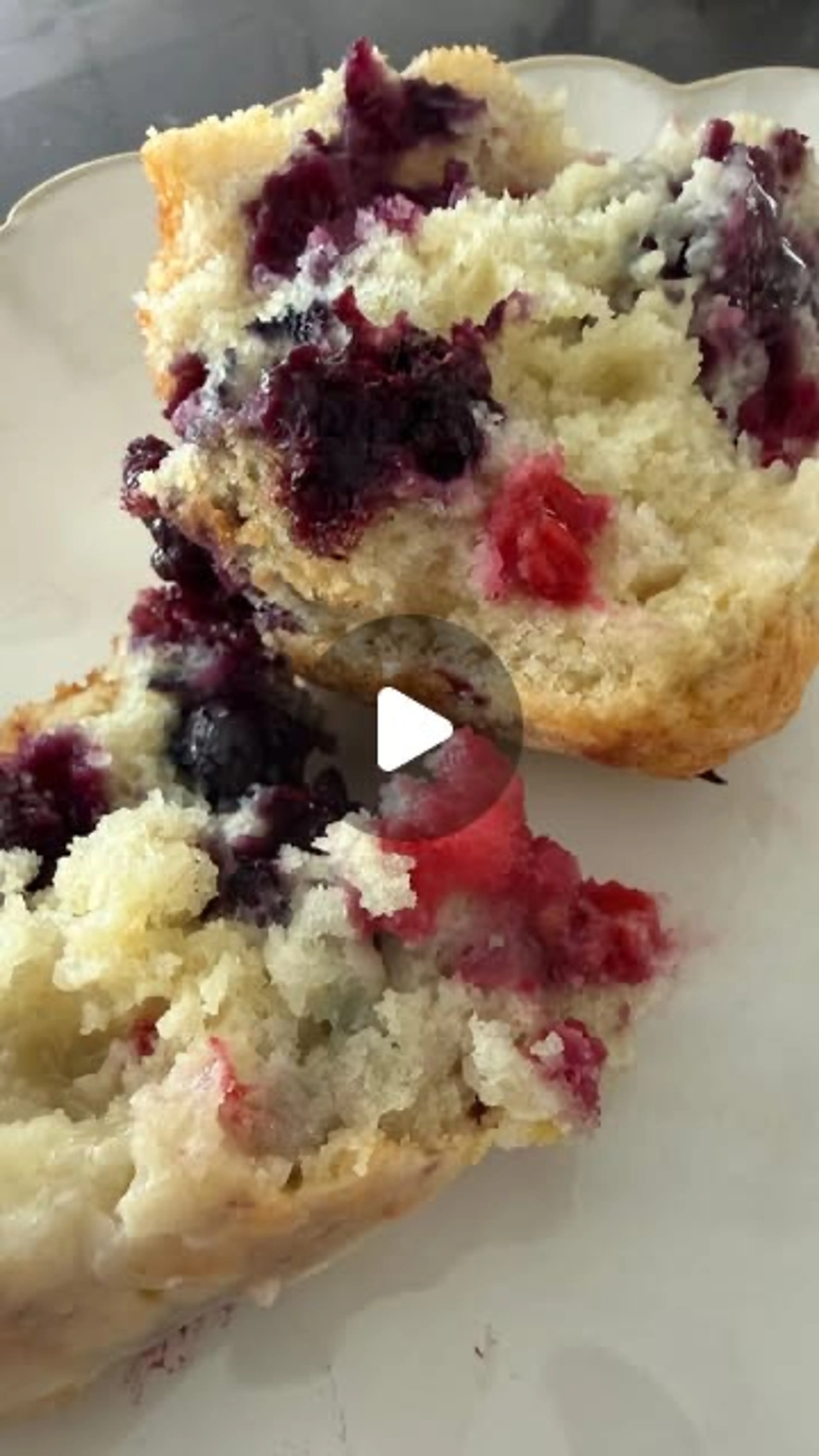 Mixed Berry Muffins with Lemon Glaze