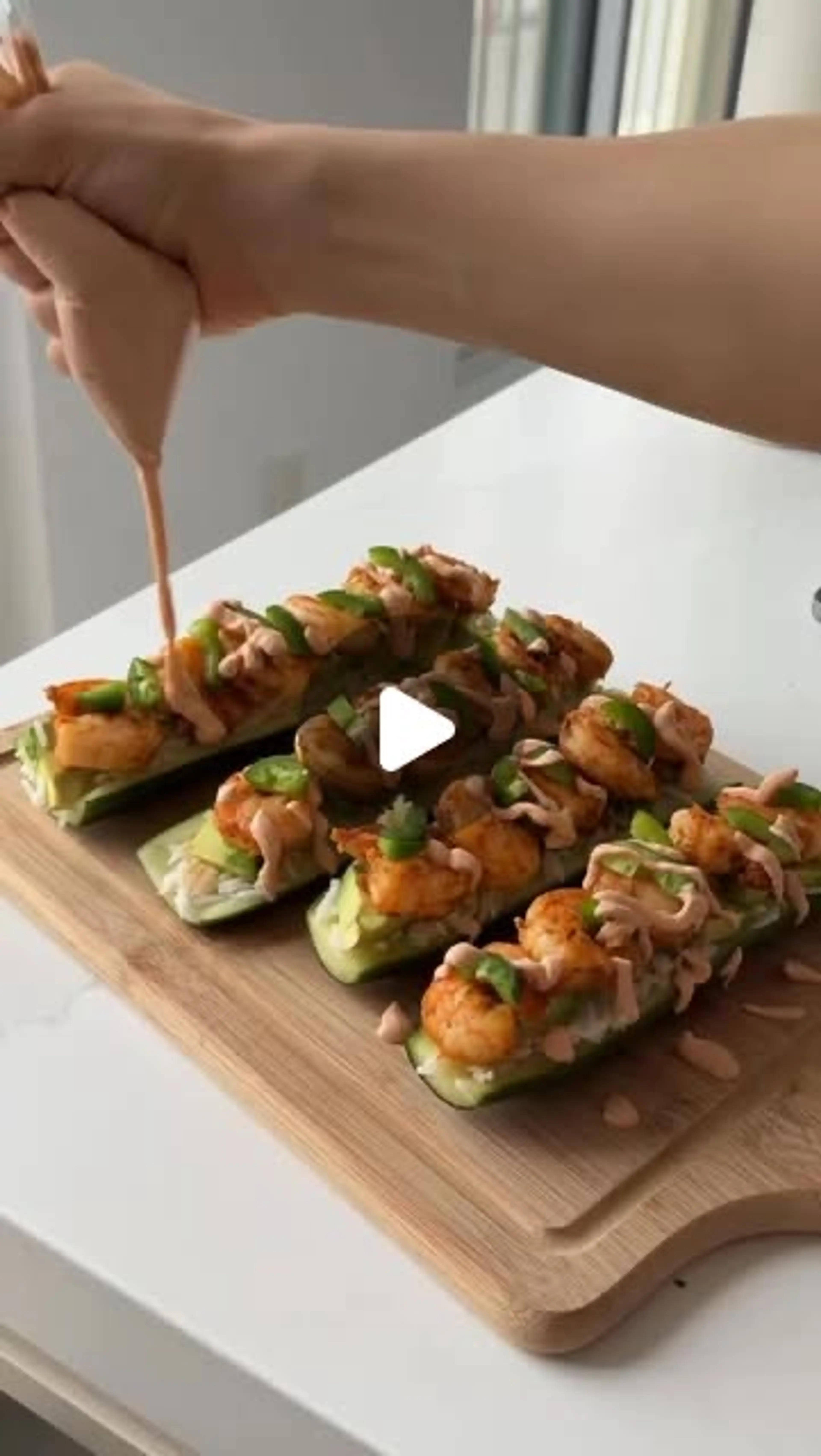 Shrimp Cucumber Boats (20g Protein Per Boat)