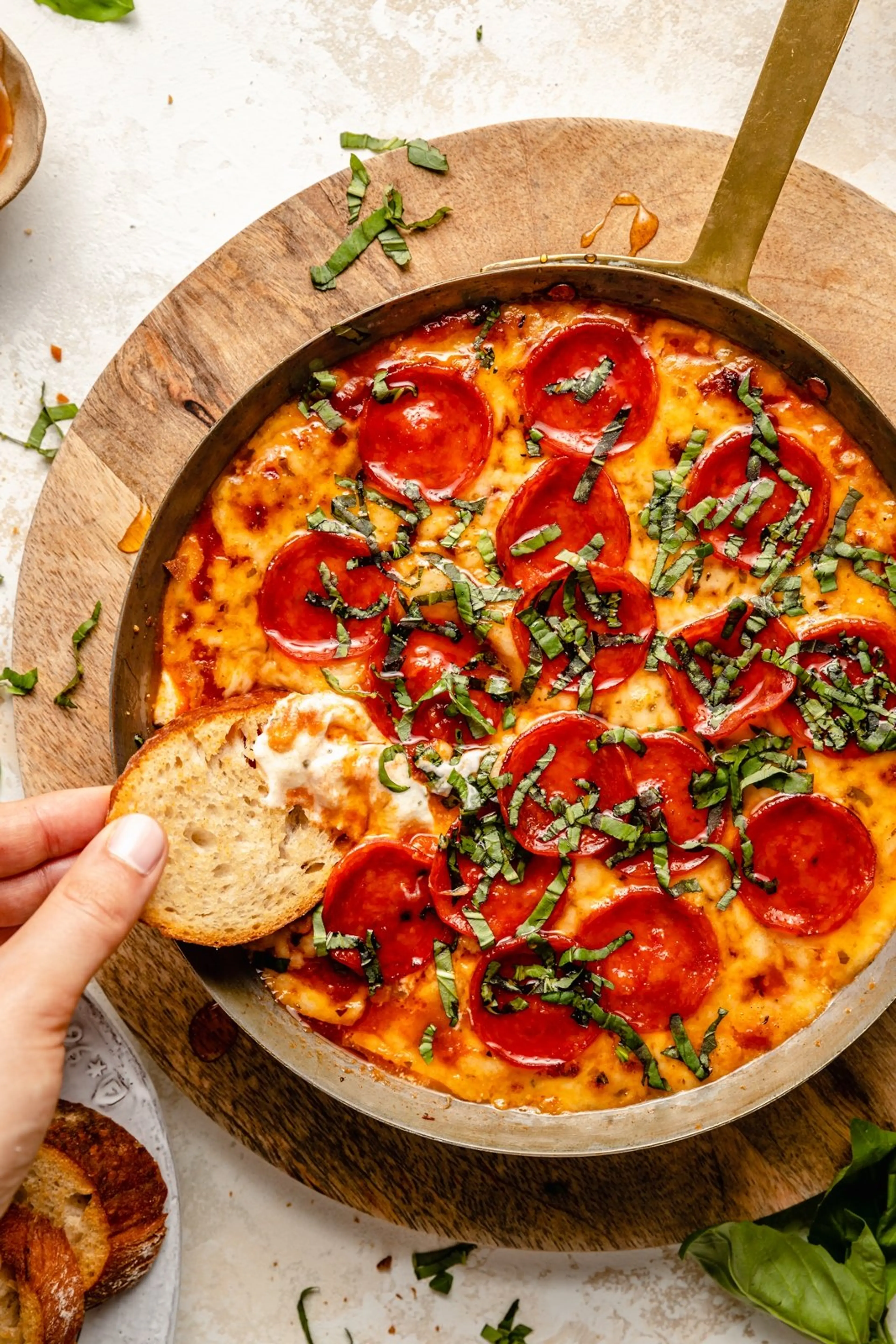 Hot Honey & Basil Pepperoni Pizza Dip