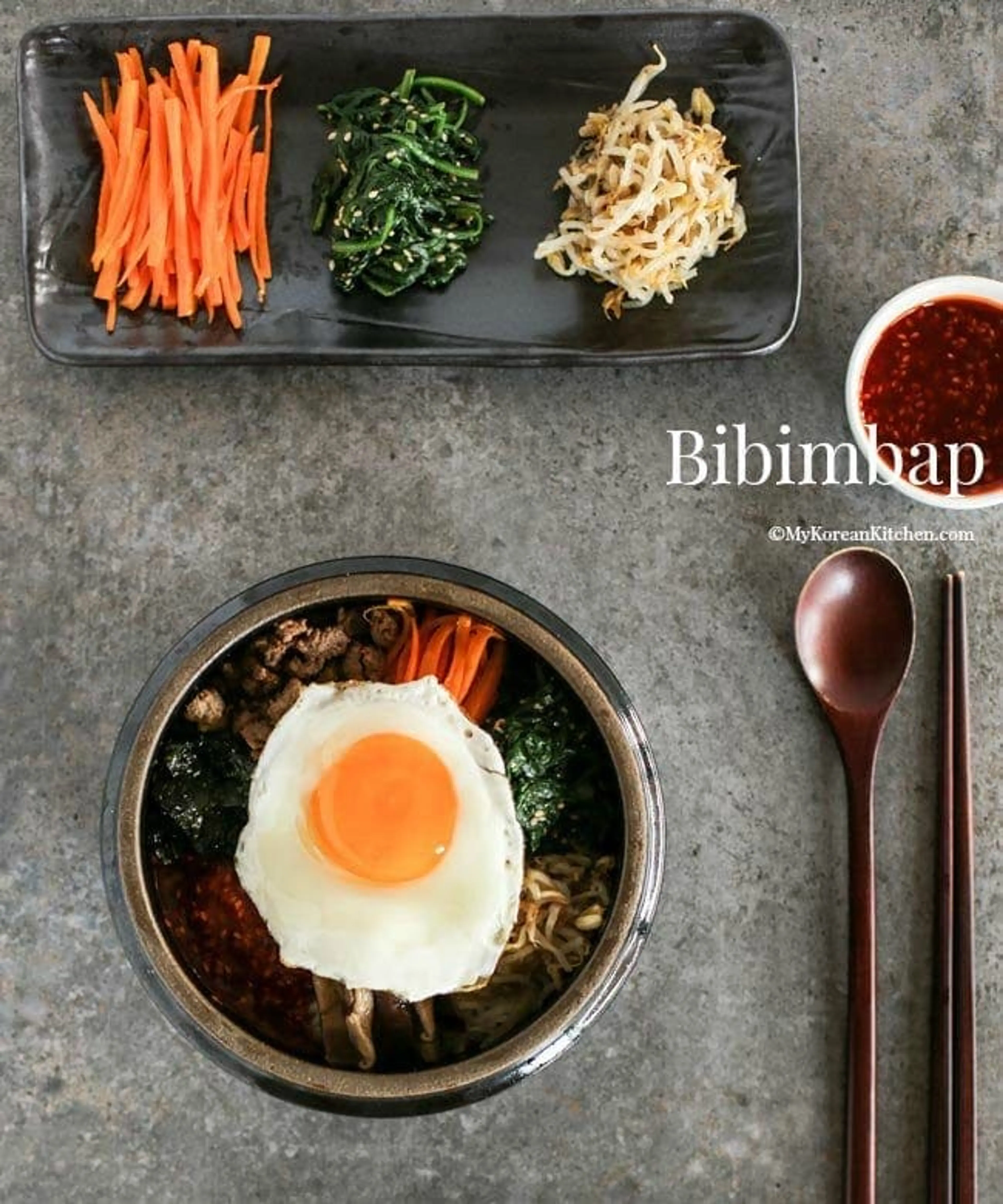 Bibimbap - Korean Mixed Rice with Meat and Assorted Vegetabl