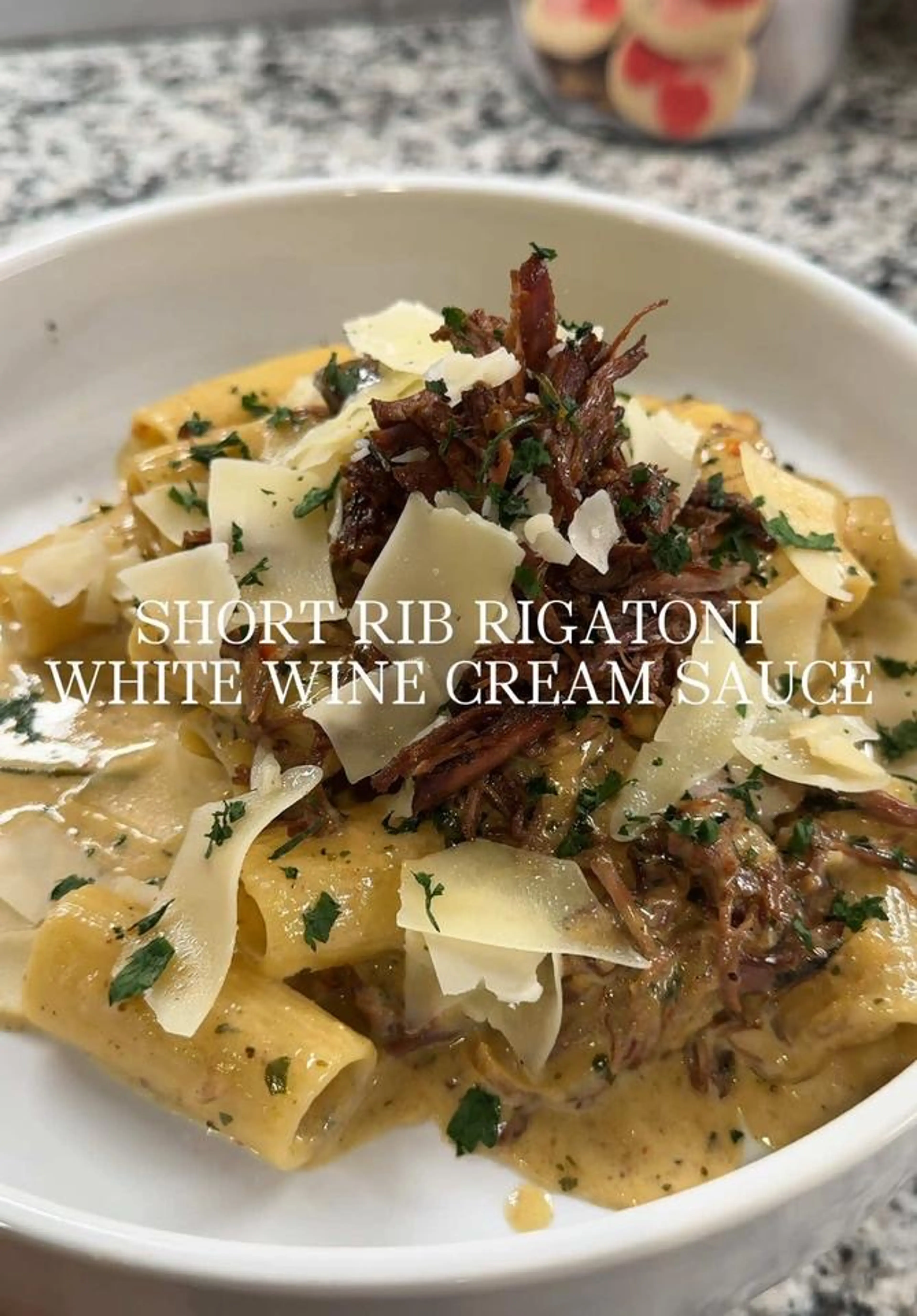 Short Rib Rigatoni in a White Wine Truffle Cream Sauce