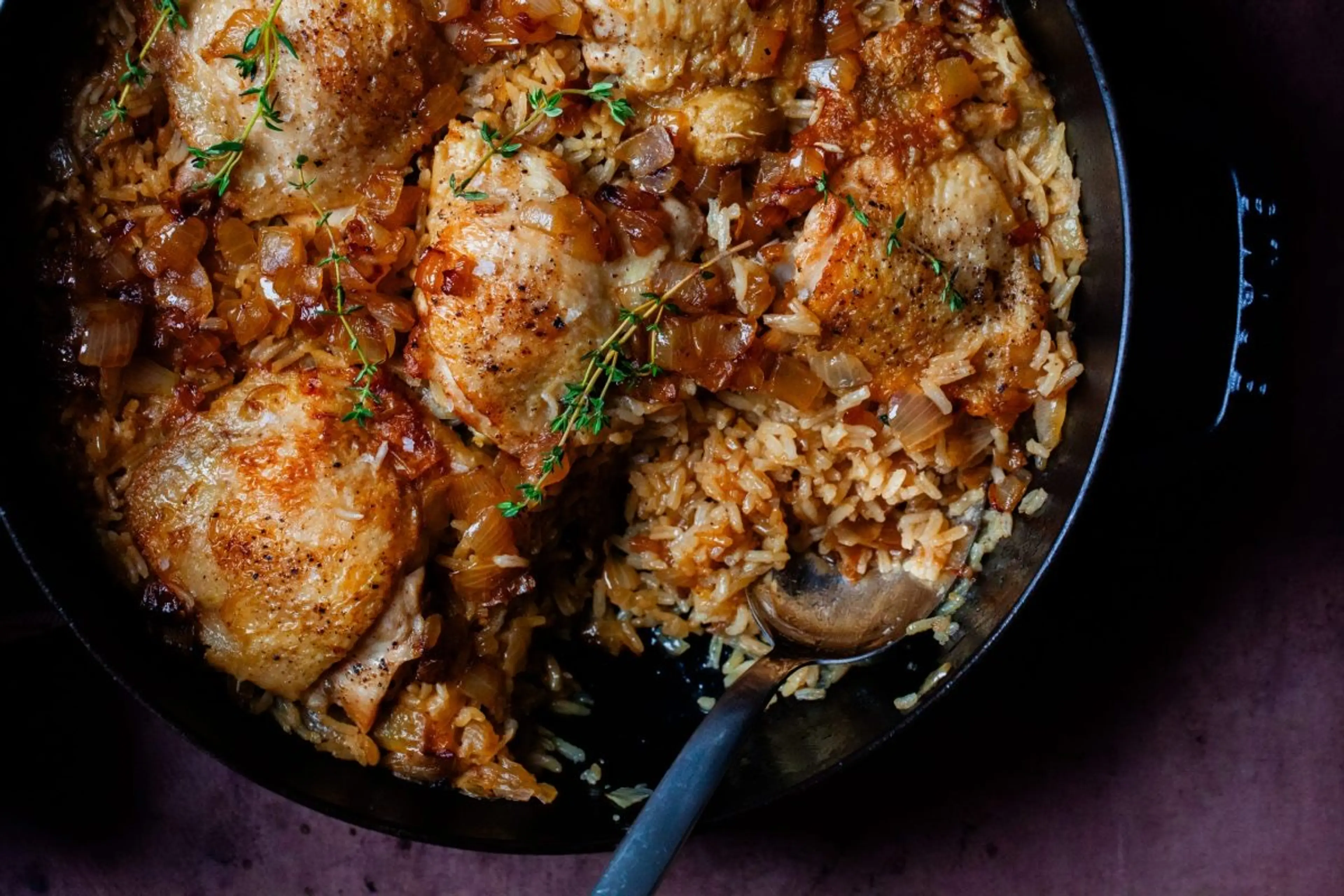Chicken Rice with Buttered Onions