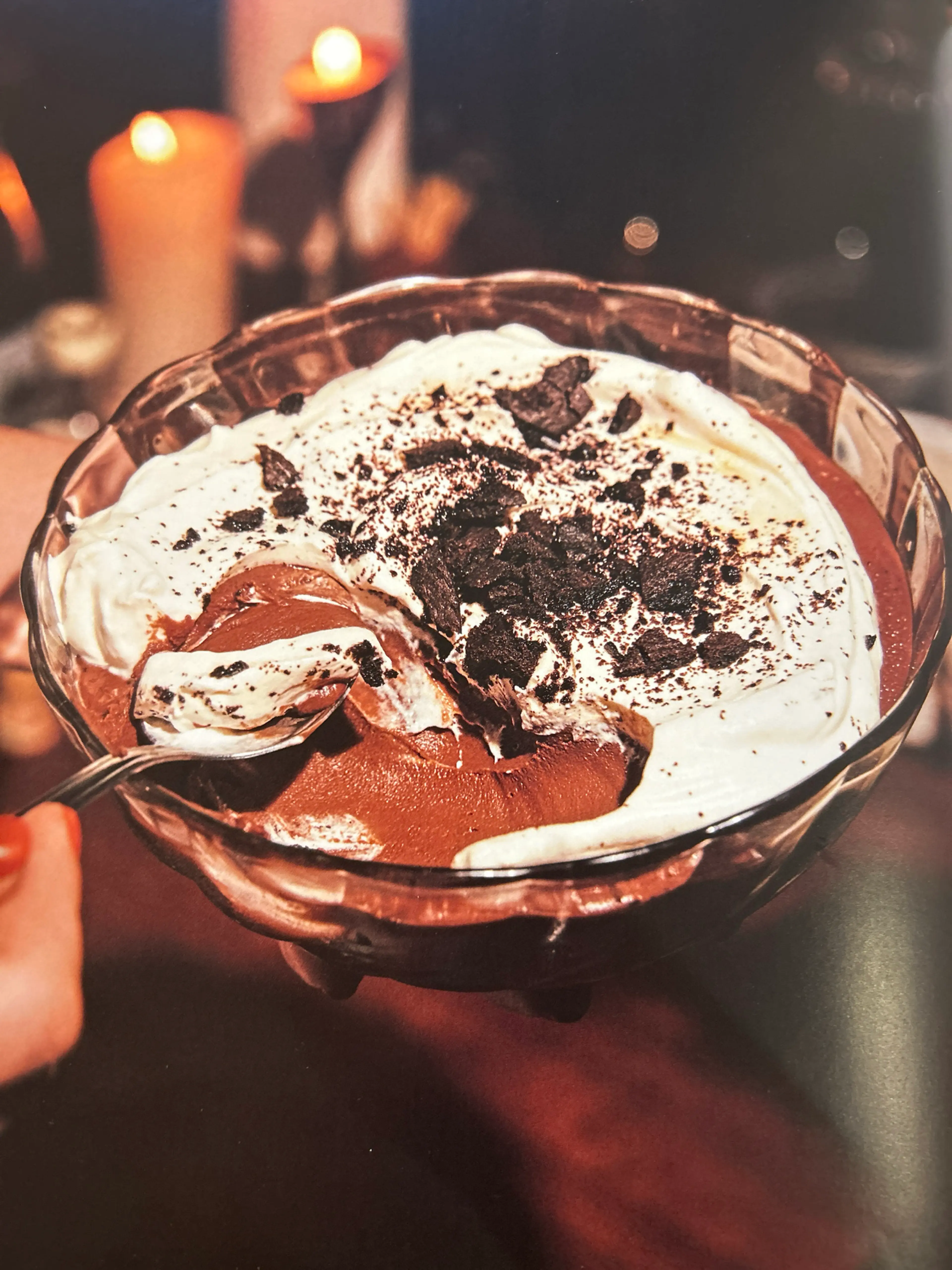 a bowl of salted chocolate pudding