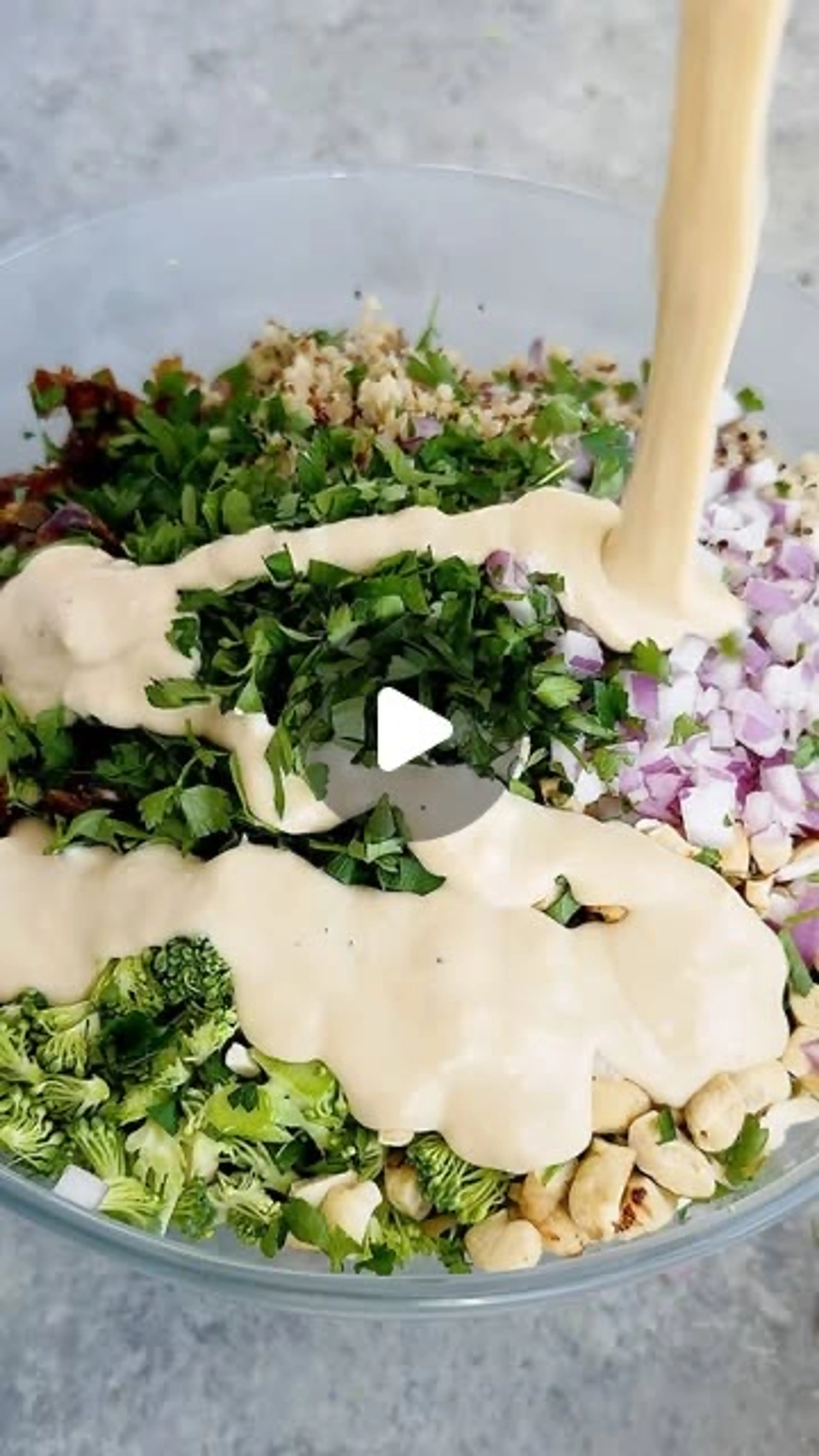 Broccoli & Quinoa Salad with Parmesan-maple-tahini Dressing!