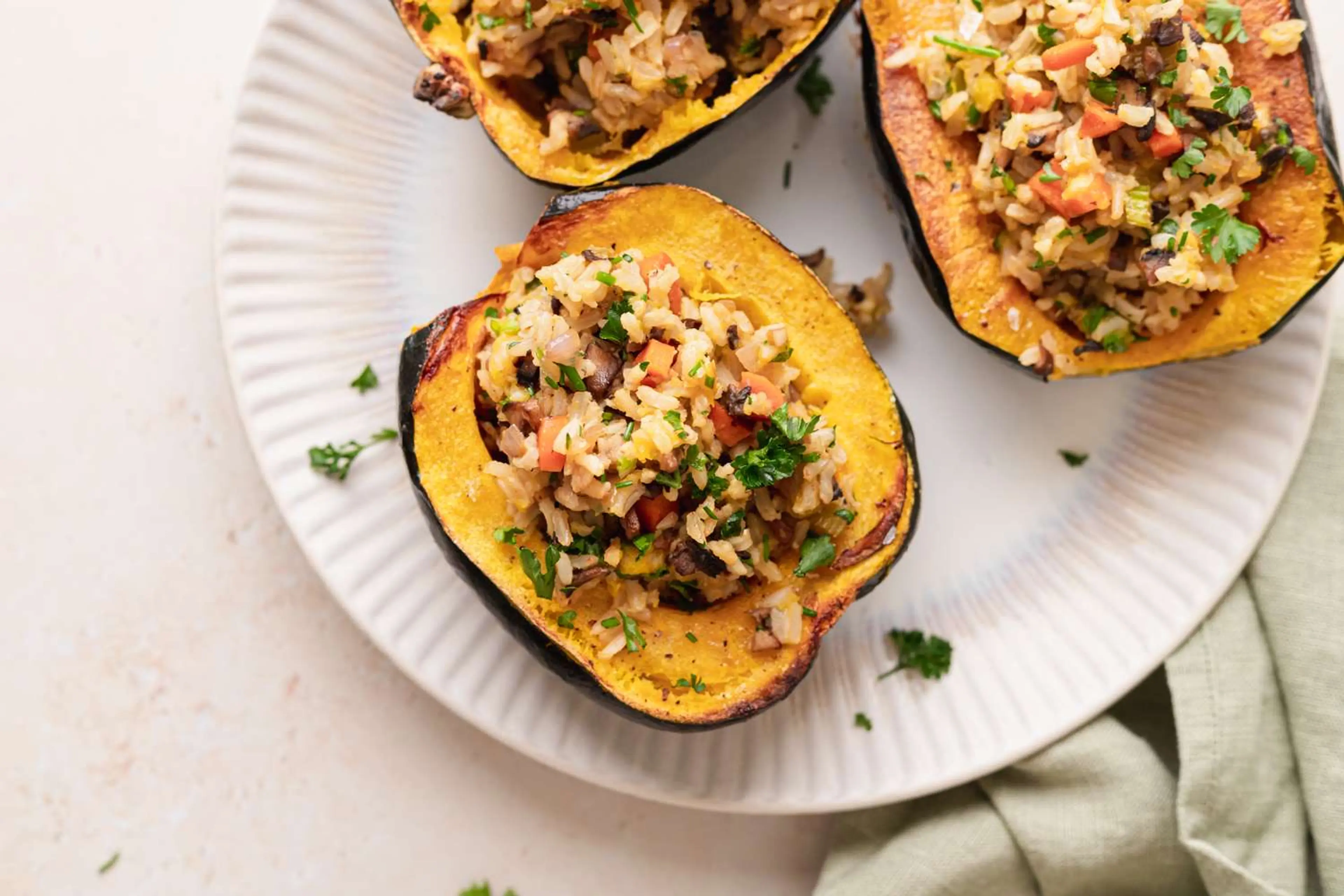 Stuffed Squash with Brown Rice & Mushrooms