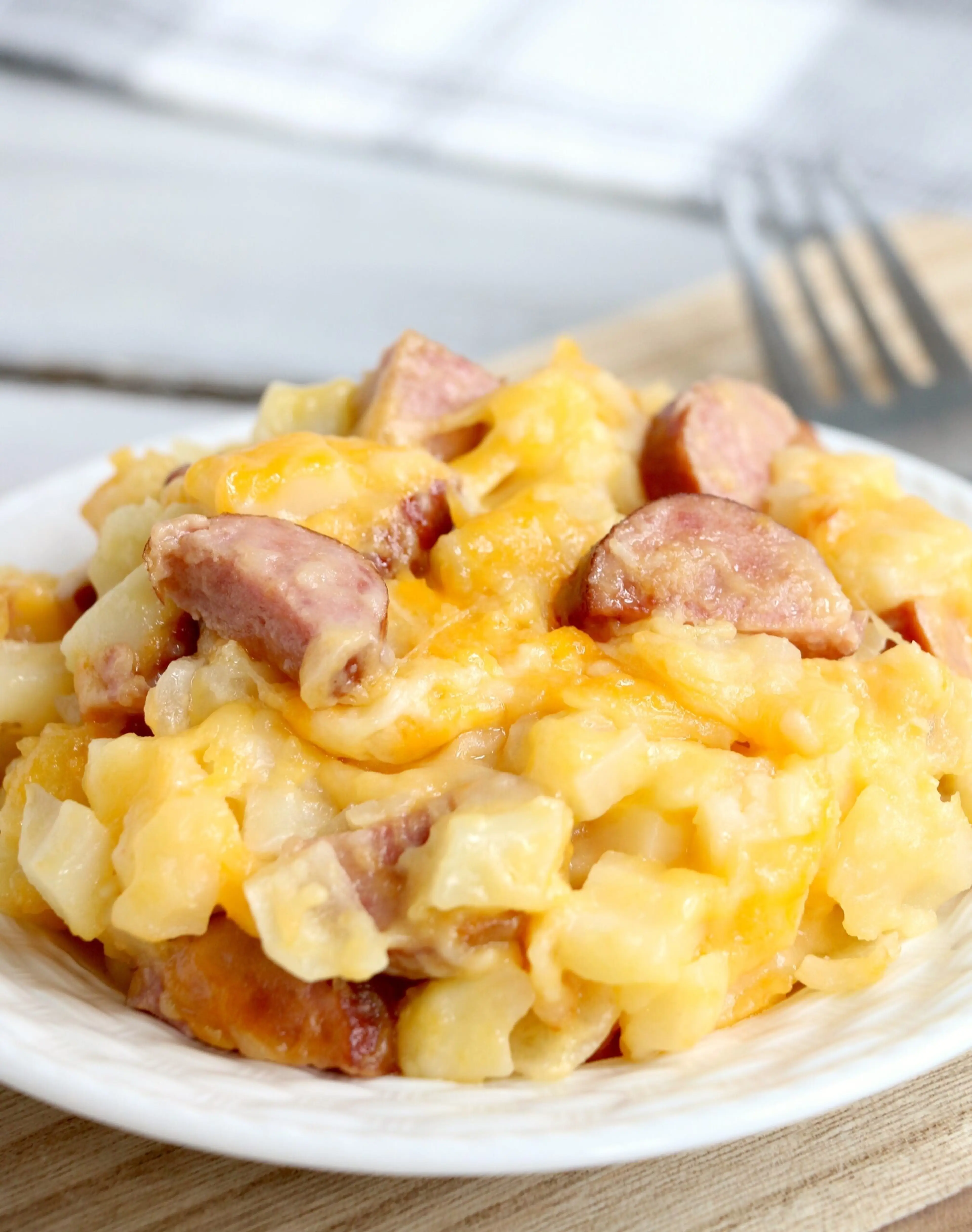 Slow Cooker Cheesy Kielbasa Hashbrown Casserole