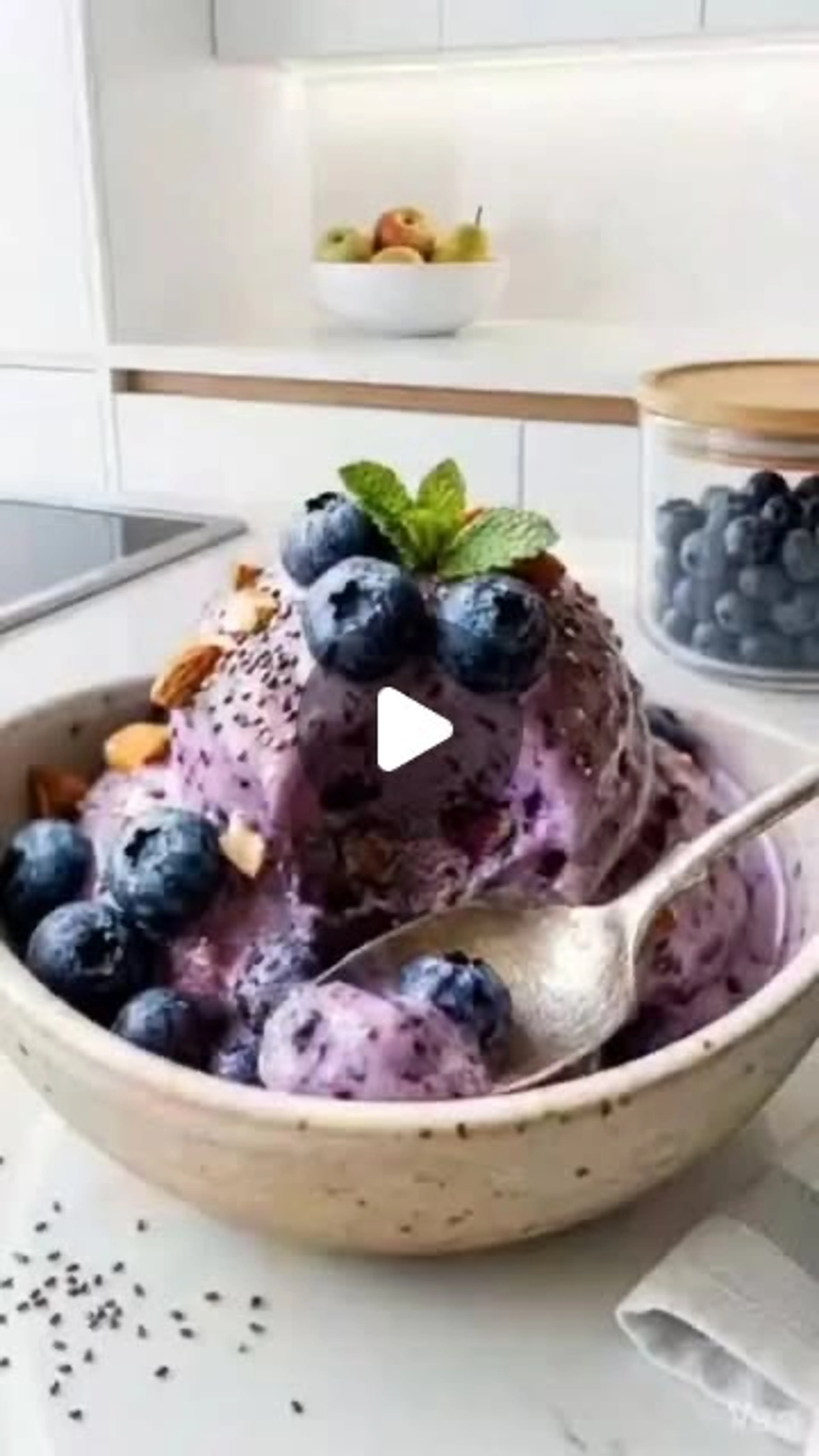 Homemade Blueberry & Greek Yogurt Ice Cream