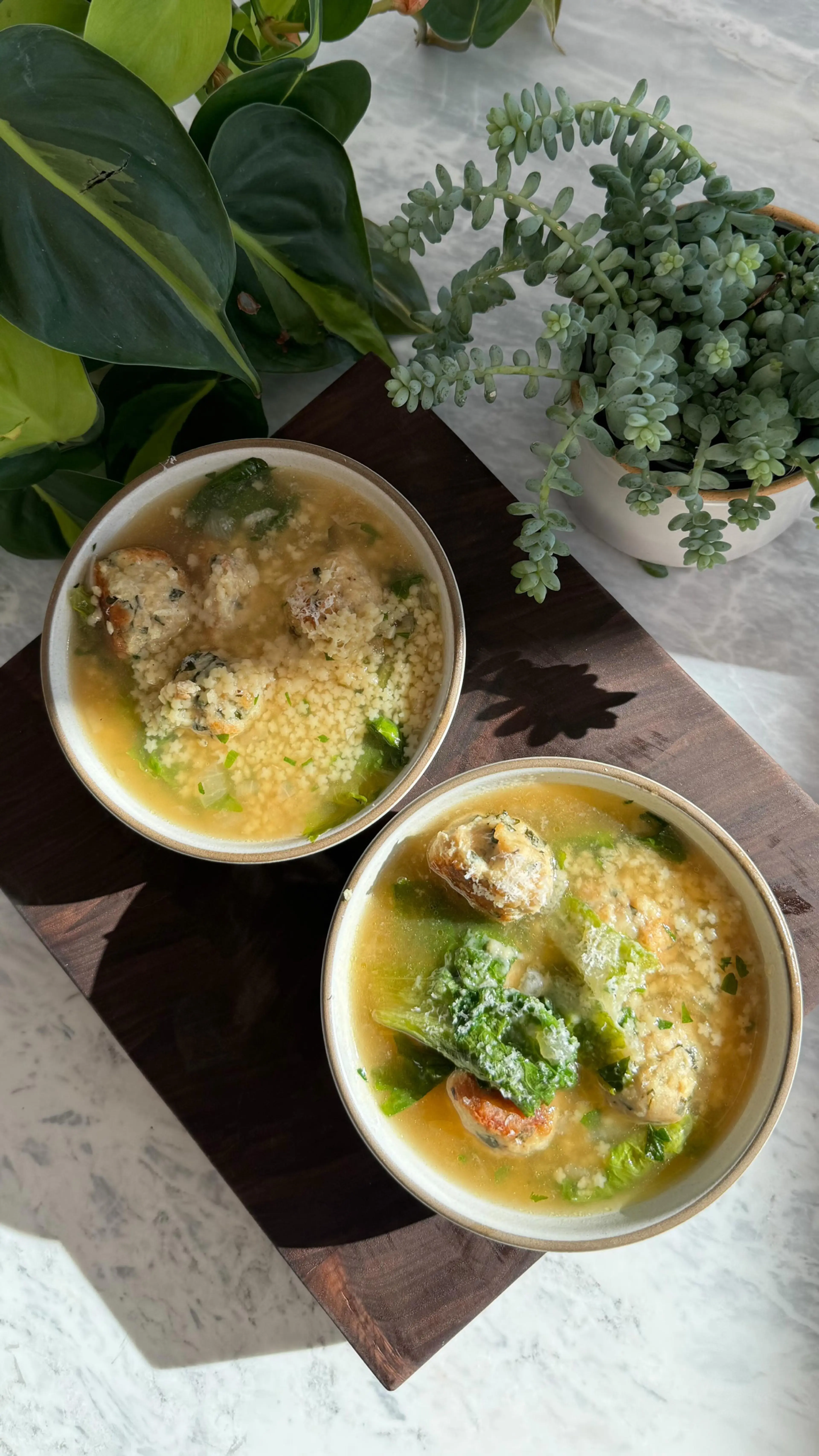 Mom’s Pastina Soup with Basil Chicken Meatballs and Escarole