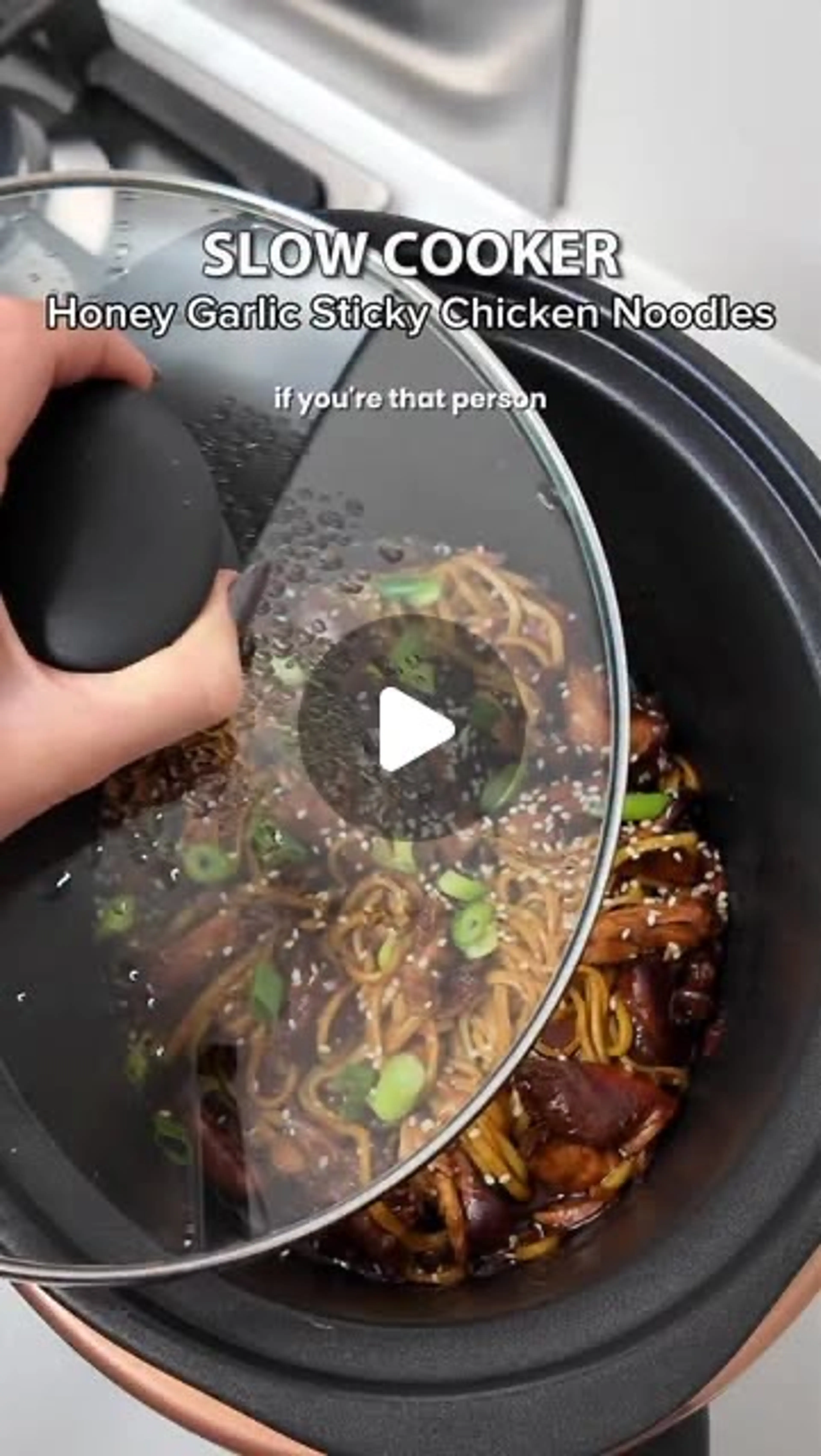 Slow Cooker Honey Garlic Sticky Chicken Noodles