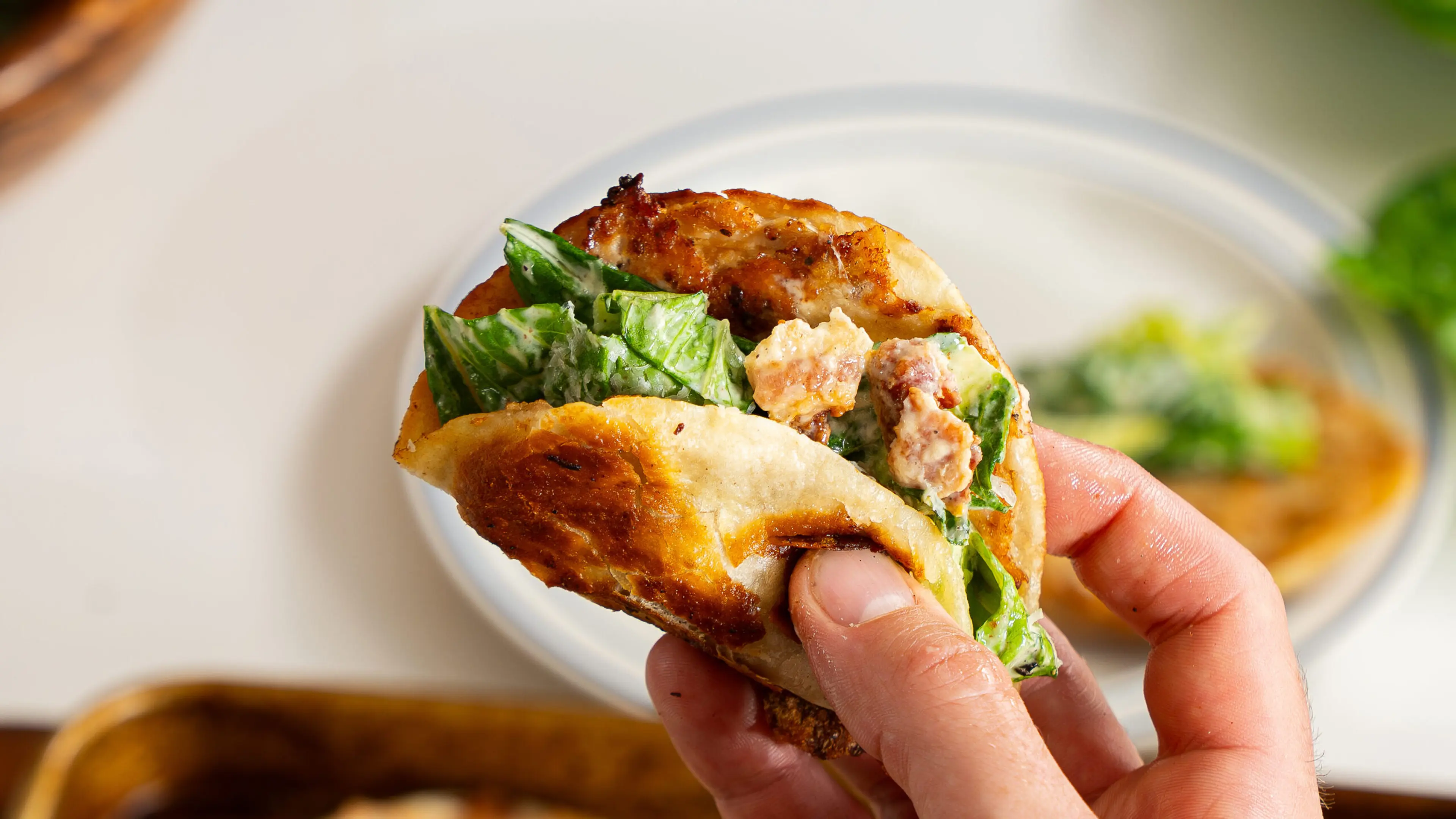 Chicken Caesar Smash Tacos