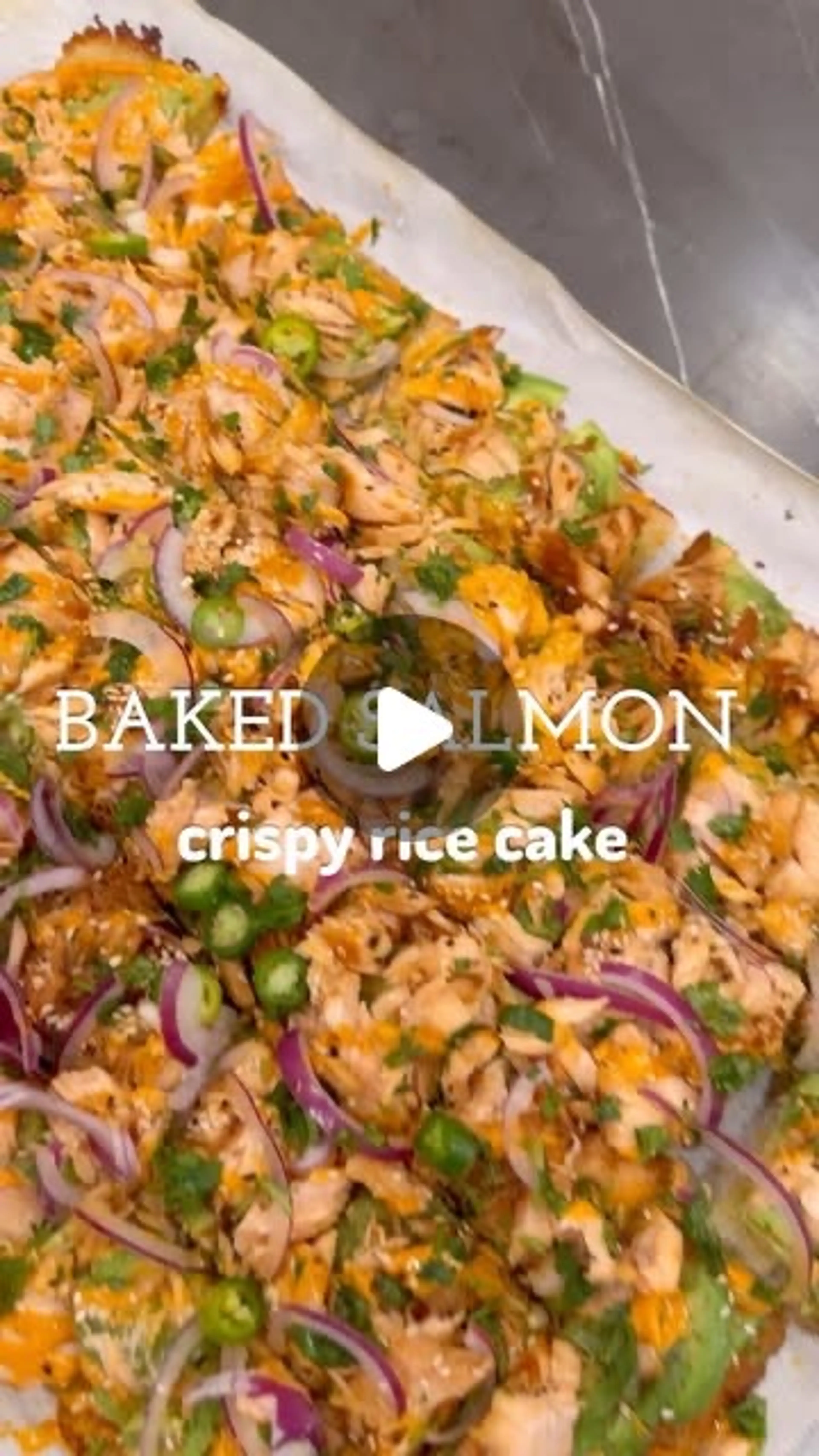 Baked Salmon Crispy Rice Sheet Cake