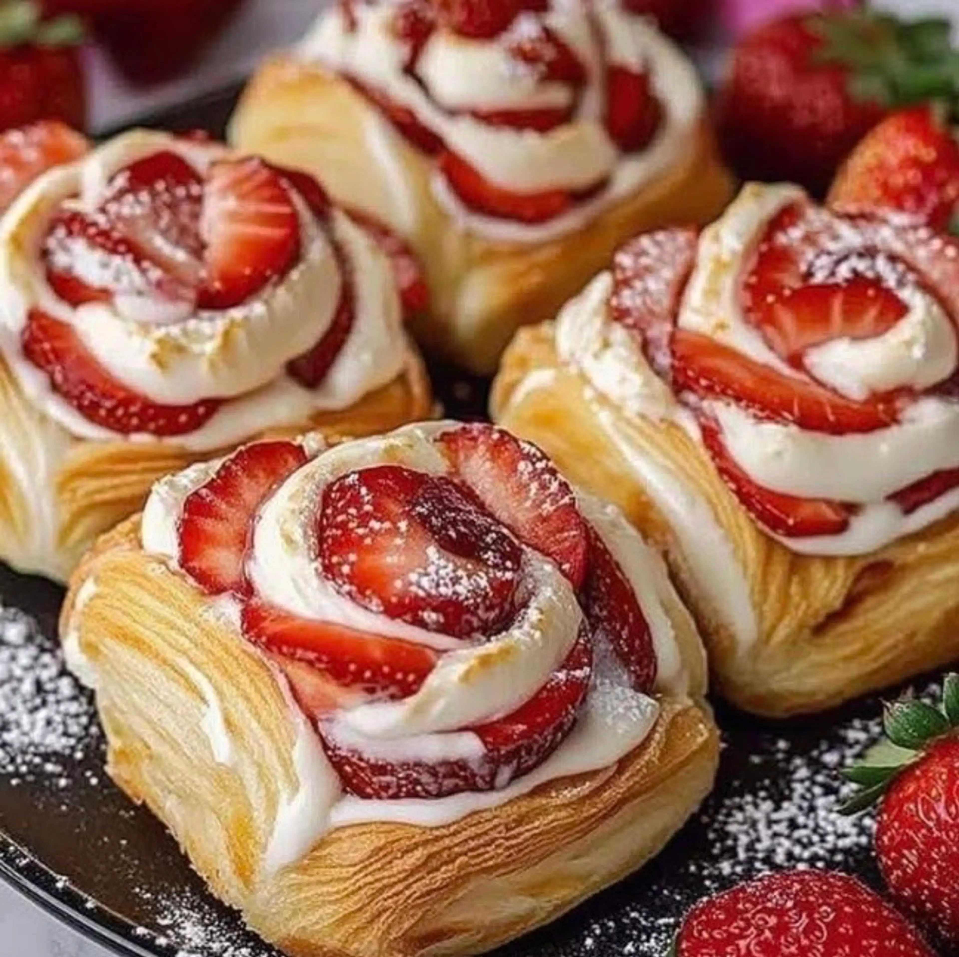Strawberry and Cream Cinnamon Rolls